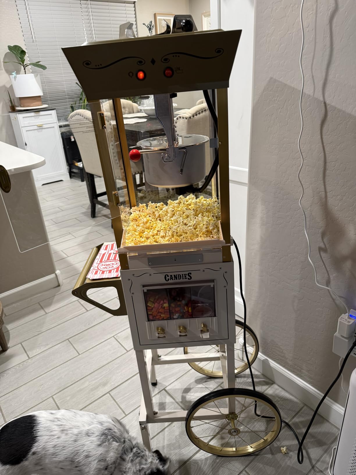 Popcorn Maker Machine - Professional Cart With 8 Oz Kettle Makes Up to 32 Cups - Vintage Popcorn Machine Movie Theater Style - Red customer photo 1