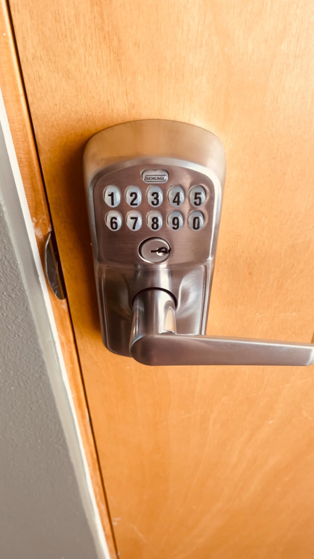 Schlage Plymouth Keypad Lock with Lever Handle, Electronic Keyless Door Entry, Auto-Lock Enabled, Satin Chrome, FE575 PLY 626 ELA customer photo 1