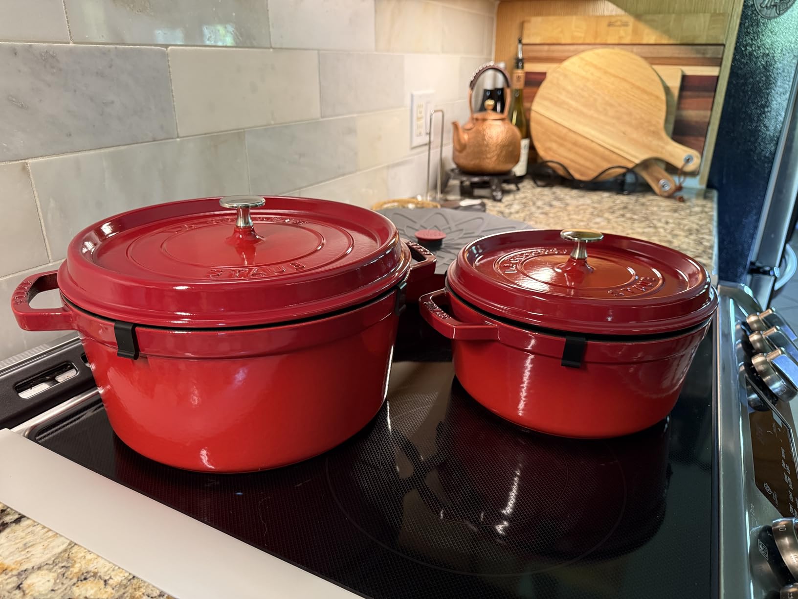 STAUB Cast Iron 7-Qt. Cocotte Round Dutch Oven, Serves 7-8, Cherry customer photo 1