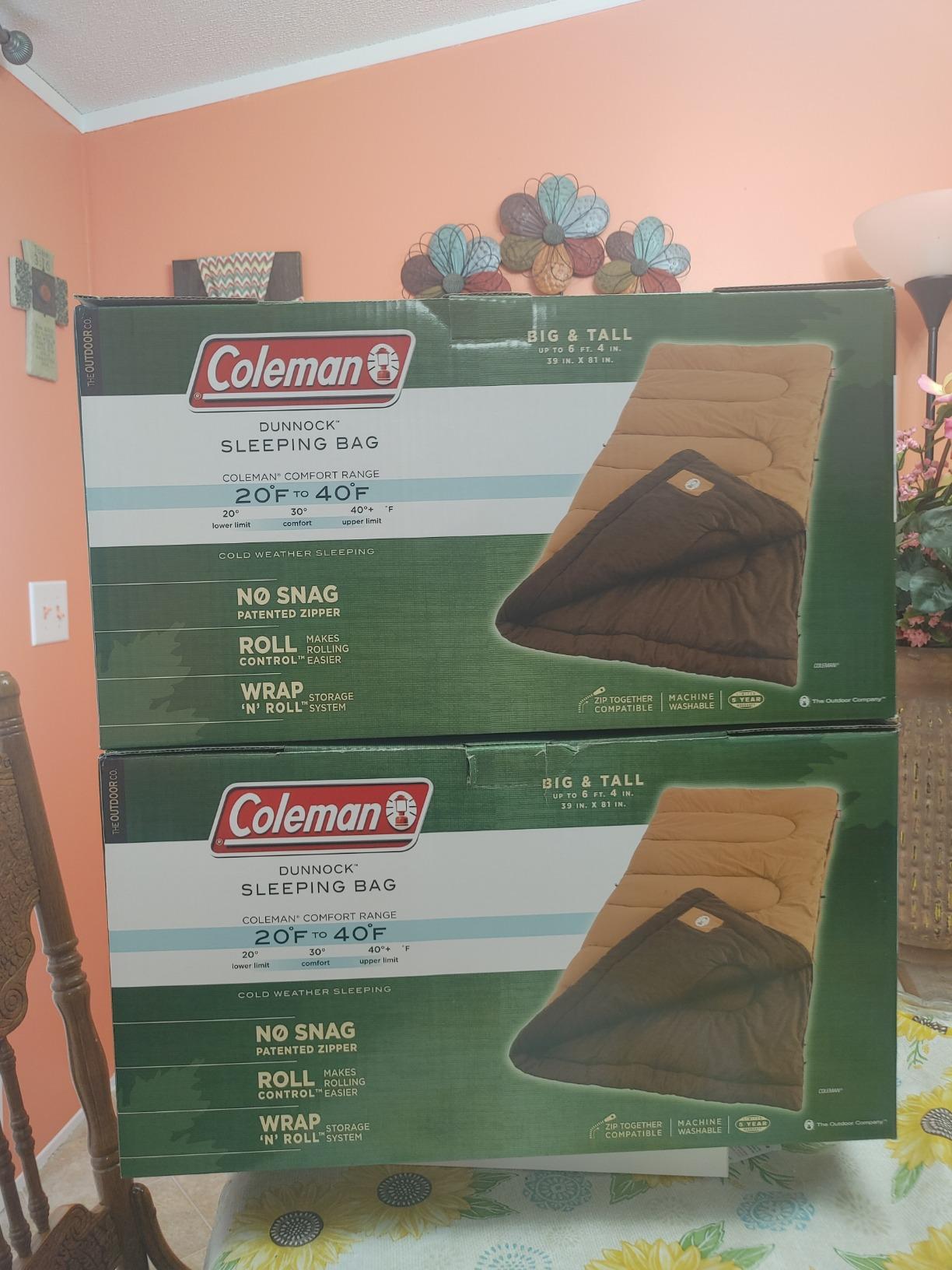 Coleman Dunnock 20°F Big 'n Tall Sleeping Bag, Cold-Weather Sleeping Bag Fits Adults up to 6ft 4in customer photo 1