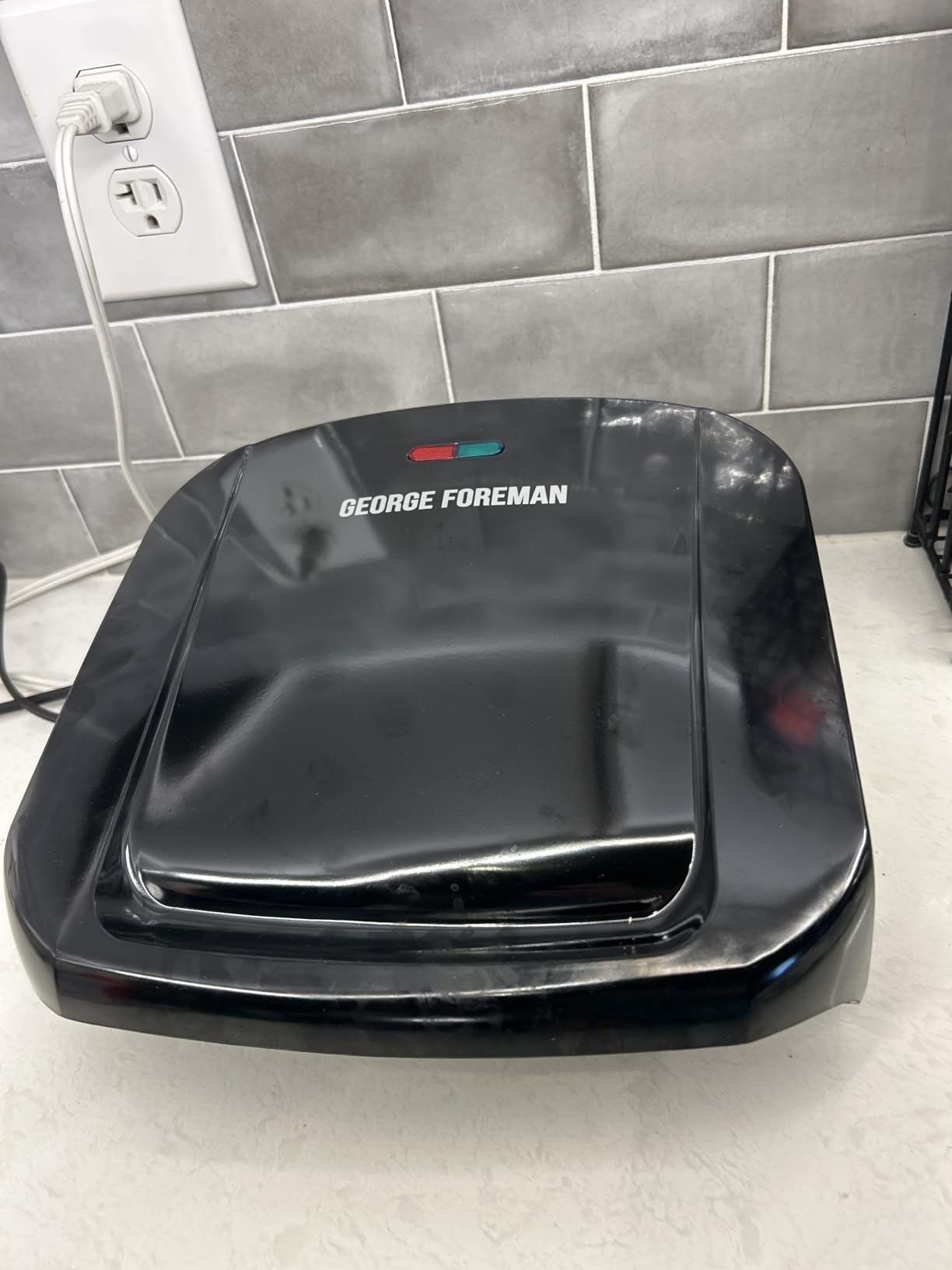 George Foreman 4-Serving Removable Plate Electric Grill and Panini Press, George Tough Non-Stick Coating, Drip Tray Catches Grease, Black customer photo 2