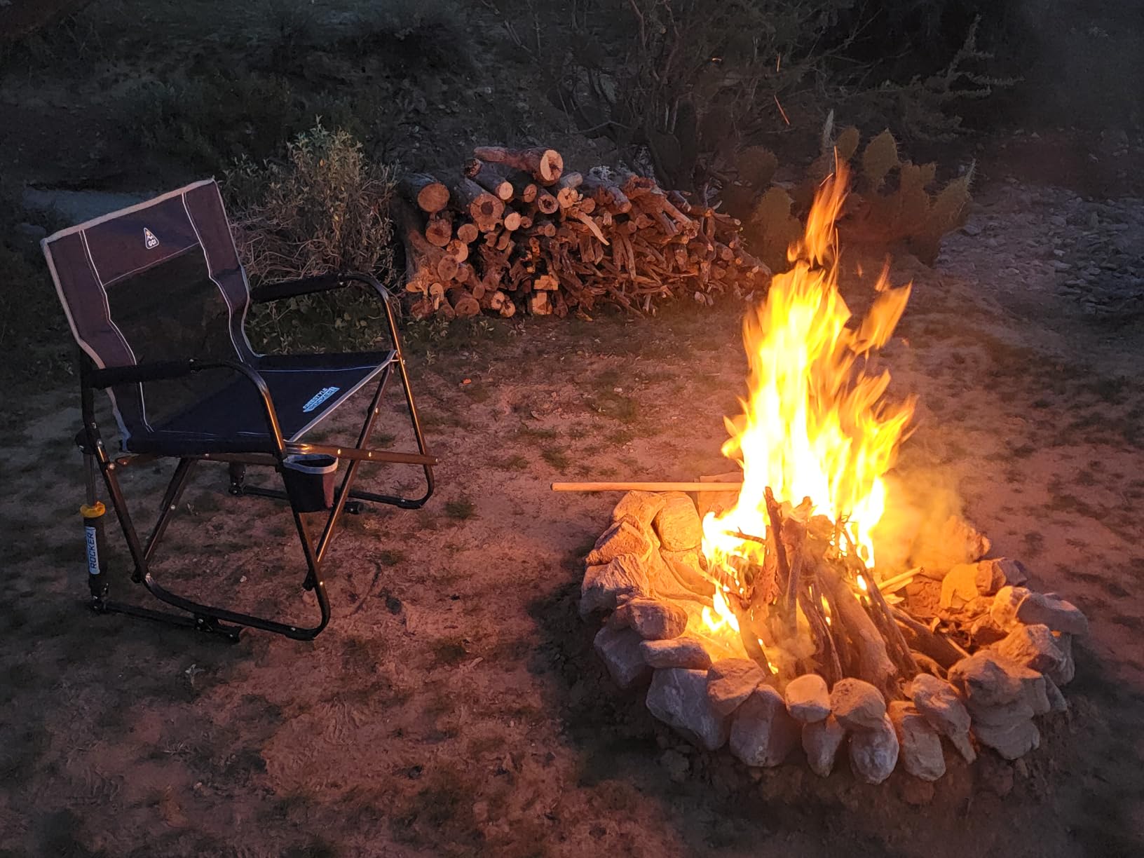 GCI Outdoor Freestyle Rocker Camping Chair | Portable Folding Rocking Chair with Solid, Durable Armrests, Drink Holder & Comfortable Backrest - Cinnamon customer photo 1
