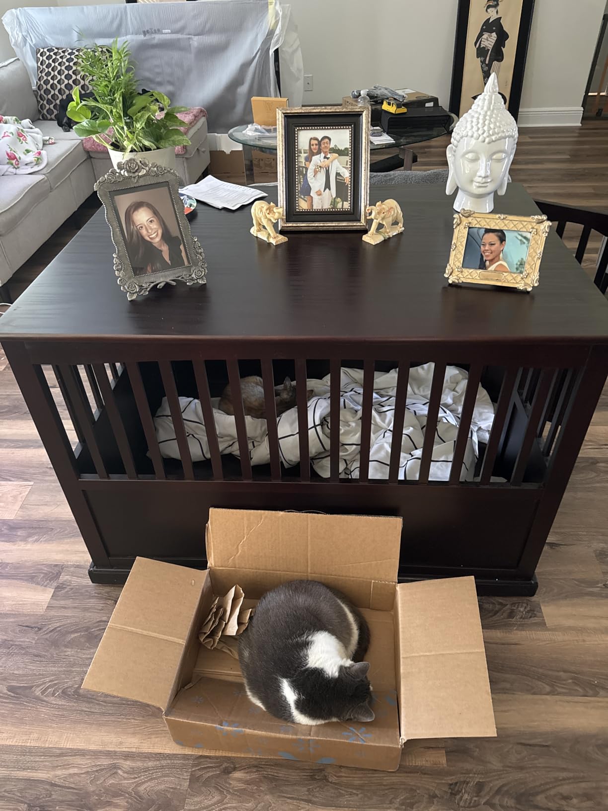 Casual Home Wooden Indoor Dog Crate House Kennel End Table Night Stand Furniture with Lockable Latch for Small to Medium Pets, Black customer photo 2