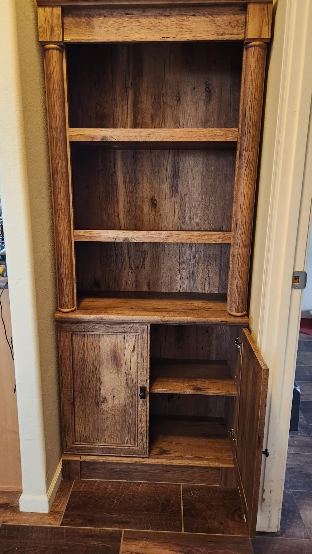 Sauder Palladia Bookcase with Doors, Multiroom Storage, Library Bookcase, Vintage Oak Finish customer photo 2