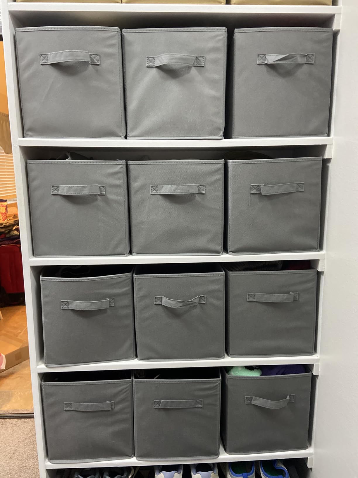 Amazon Basics Collapsible Fabric Storage Cubes Organizer with Handles, Sturdy Storage Bins for Organization, 10.5
