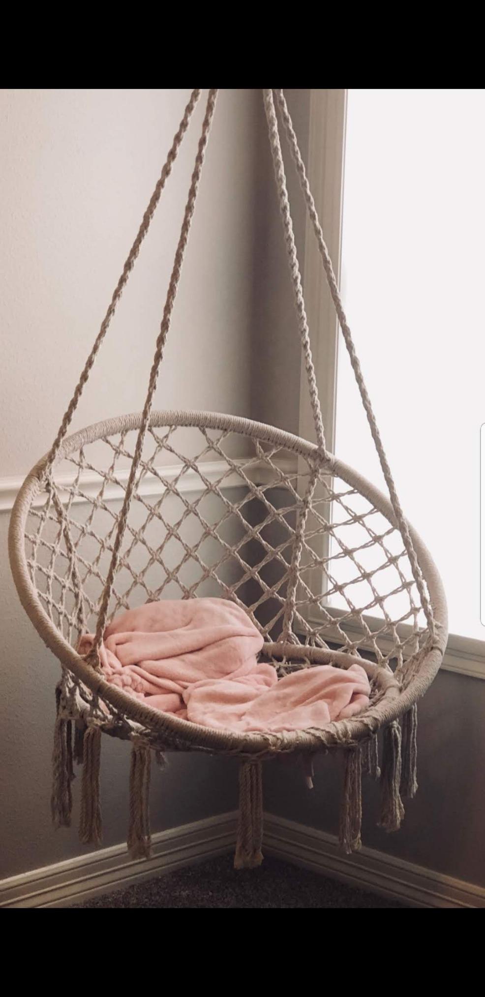 Sorbus Stylish Boho Swing Chair - Premium Cotton Ceiling Swing for Durability, Decorative Macrame Hanging Hammock Chair - Use Indoor, Outdoor Chair, Patio Porch, Garden, Meditation, Gifts- Max 250Lbs customer photo 1