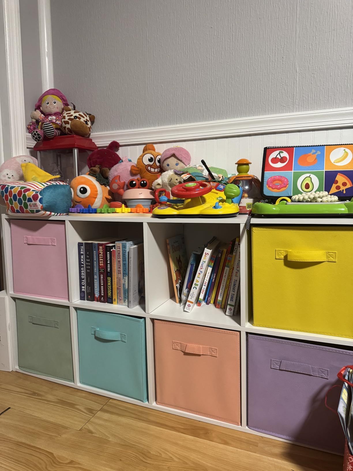 Sorbus Cube Storage Bin, Fabric, 6 Pack (11 Inch, Pastel Multi-Color), Collapsible Cubby Bins with Carry Handles for Clothes and Toys customer photo 2