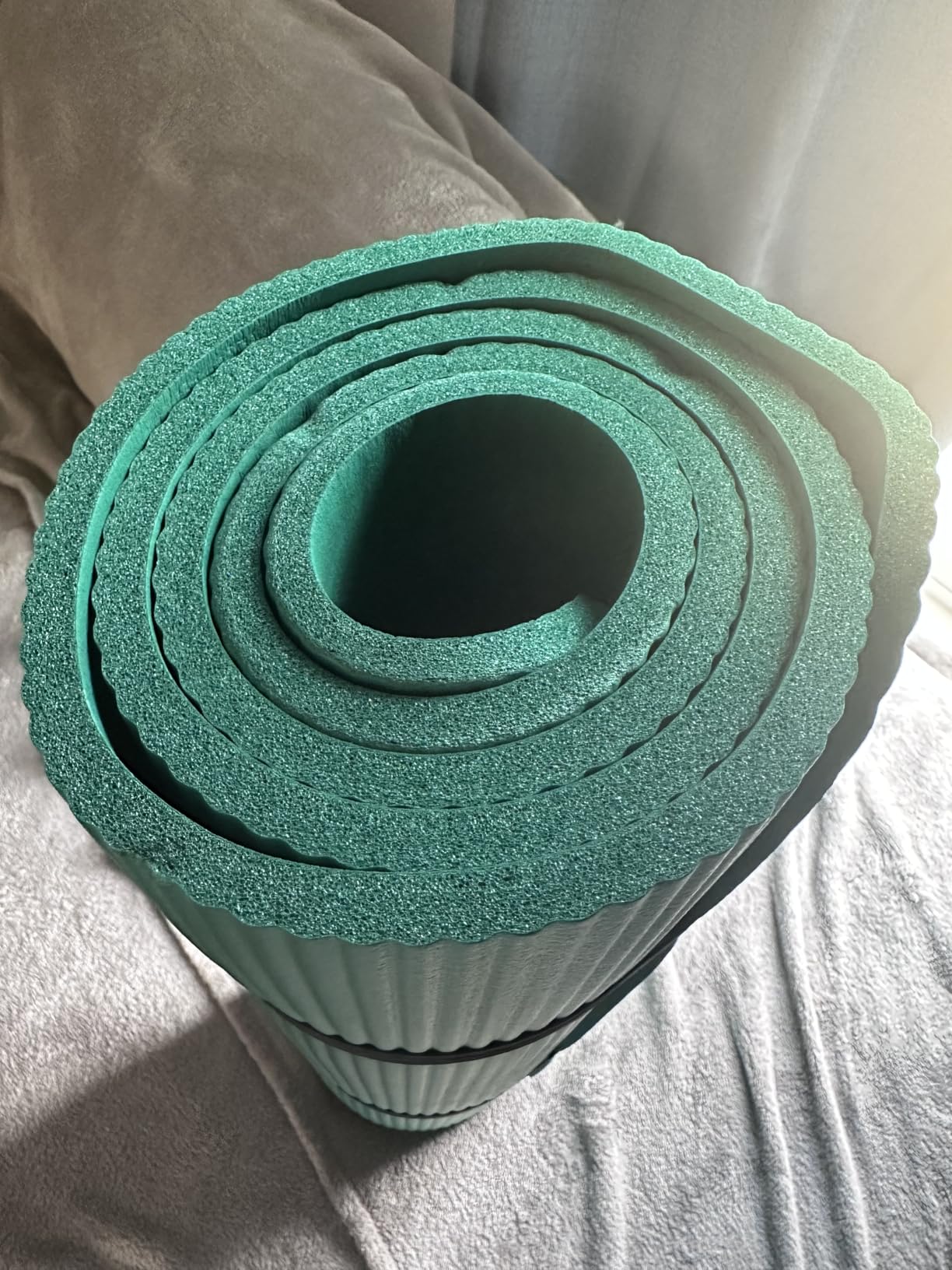 Gaiam Thick Yoga Mat, Exercise & Fitness Mat with Easy-Cinch Carrying Strap | Non-Slip NBR Foam | Joint Cushioning | Yoga, Pilates, Fitness & Floor Workouts | 72L x 24W customer photo 2
