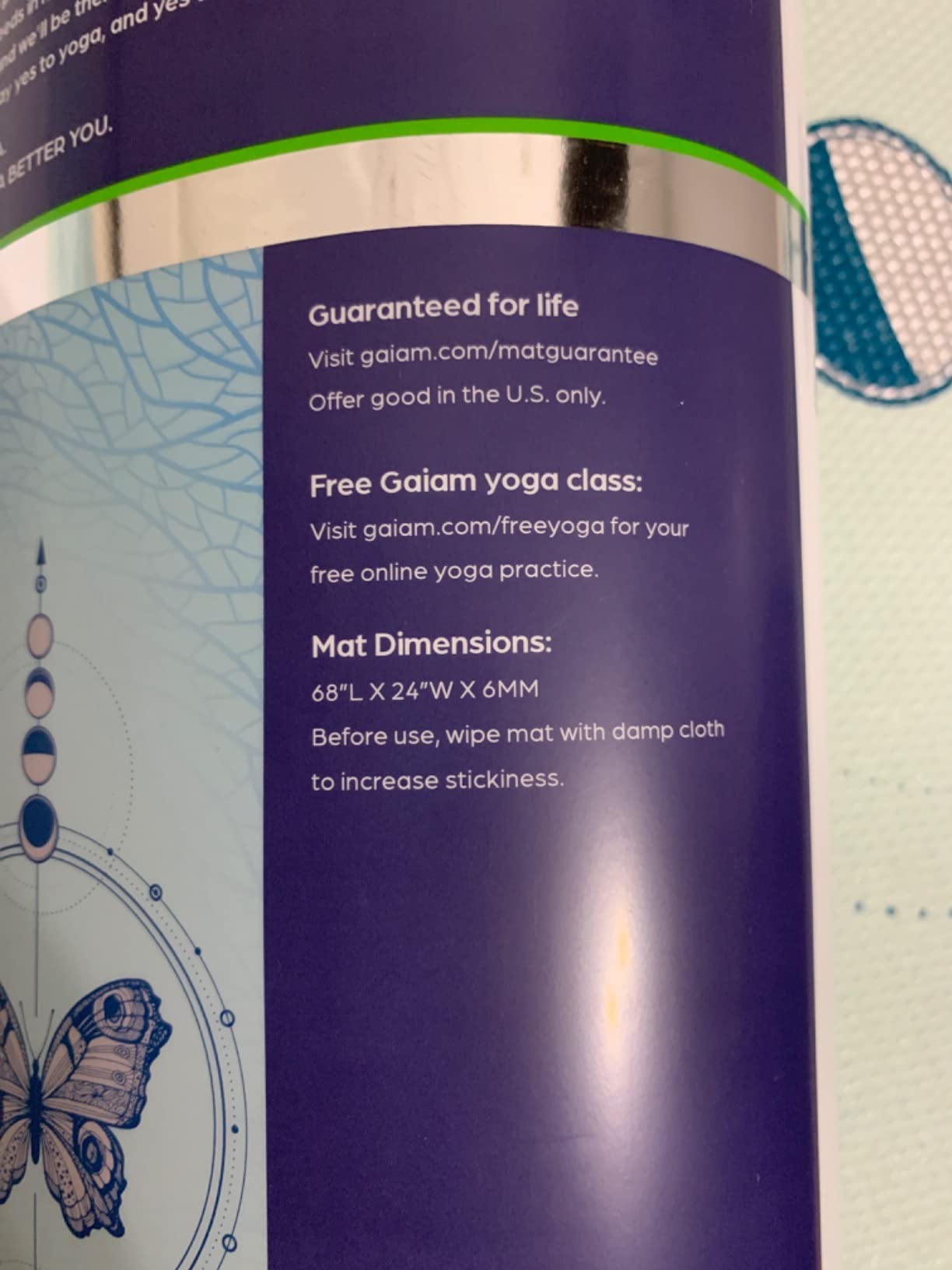 Gaiam Premium Yoga Mat, 6mm Thick Print Mat | Premium 6mm thick cushioning for joint support. Non-slip print design for yoga, Pilates & floor workouts. customer photo 1