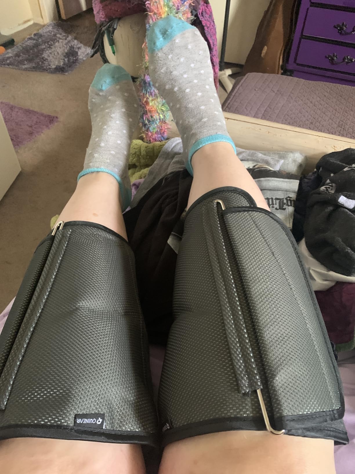 QUINEAR Air Compression Leg Massager for Circulation & Pain Relief, Calf Massagers with 2 Modes & 3 Intensities, Sequential Compression Device (SCD) for RLS, Edema, FSA-HSA customer photo 1
