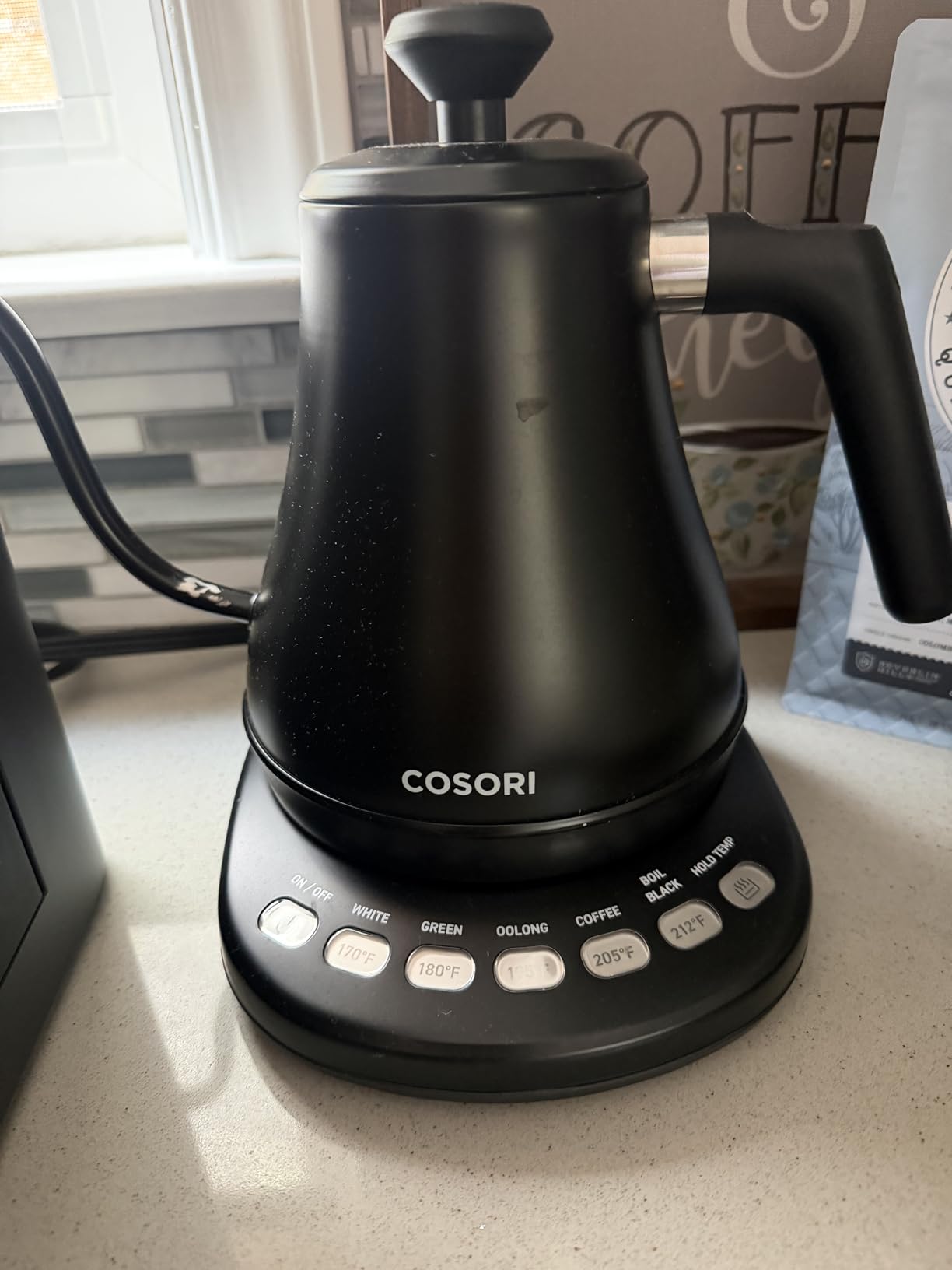 Cosori Gooseneck Electric Kettle with Temperature Control, 0.8L, Black | No Plastic Contact with Water, 5 Presets, 60-Min Keep Warm, Pour Over Coffee & Tea, Stainless Steel Interior, 1200W customer photo 2
