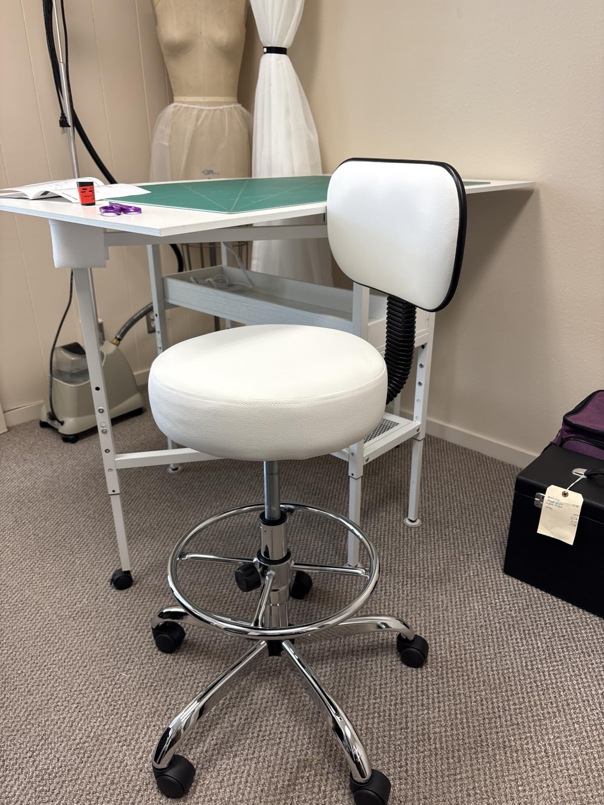 SUPERJARE Drafting Chair with Backrest, Adjustable Foot Rest Rolling Stool customer photo 1