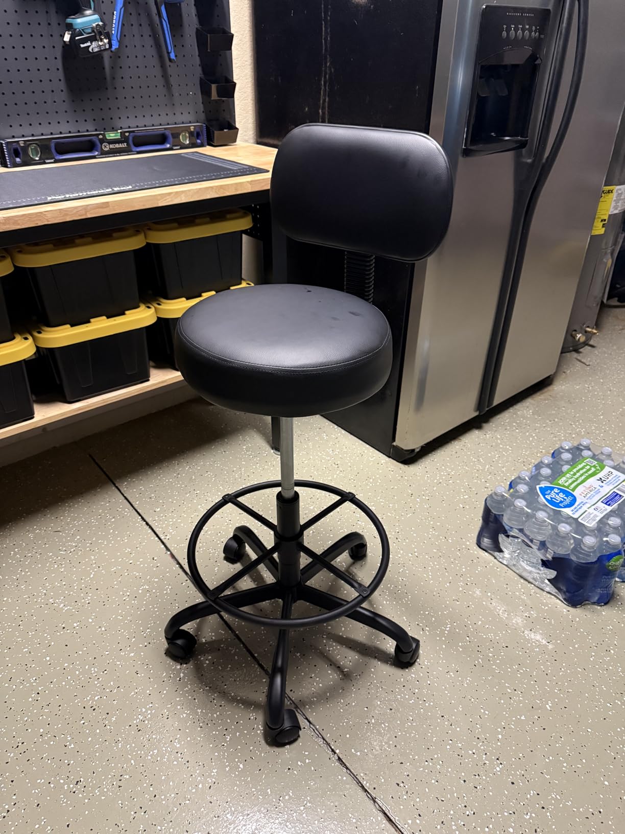 SUPERJARE Drafting Chair with Backrest, Adjustable Foot Rest Rolling Stool customer photo 2