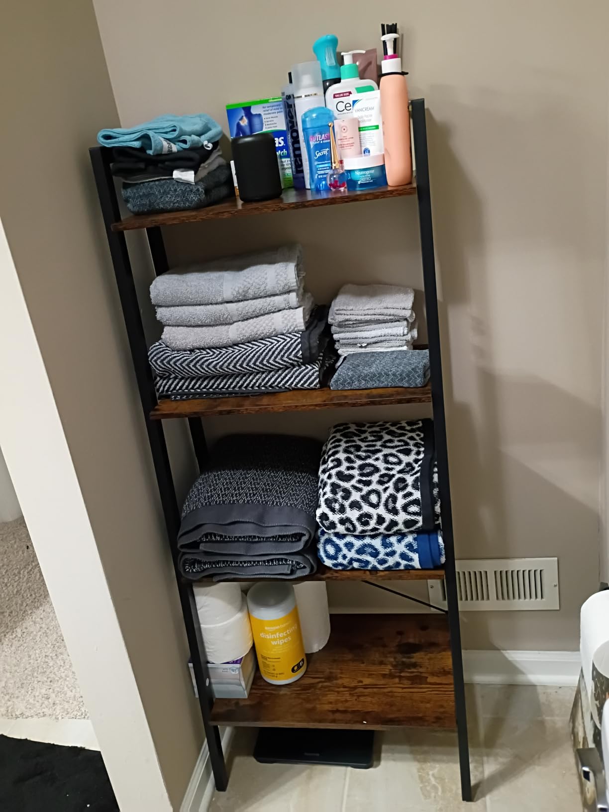 VASAGLE BARNET Collection - Ladder Shelf, Bookshelf, Storage Rack, Modern Bookcase for Living Room Home Office Kitchen, Steel Frame, 4-Tier, 22-Inch Wide, Hazelnut Brown and Ink Black customer photo 1