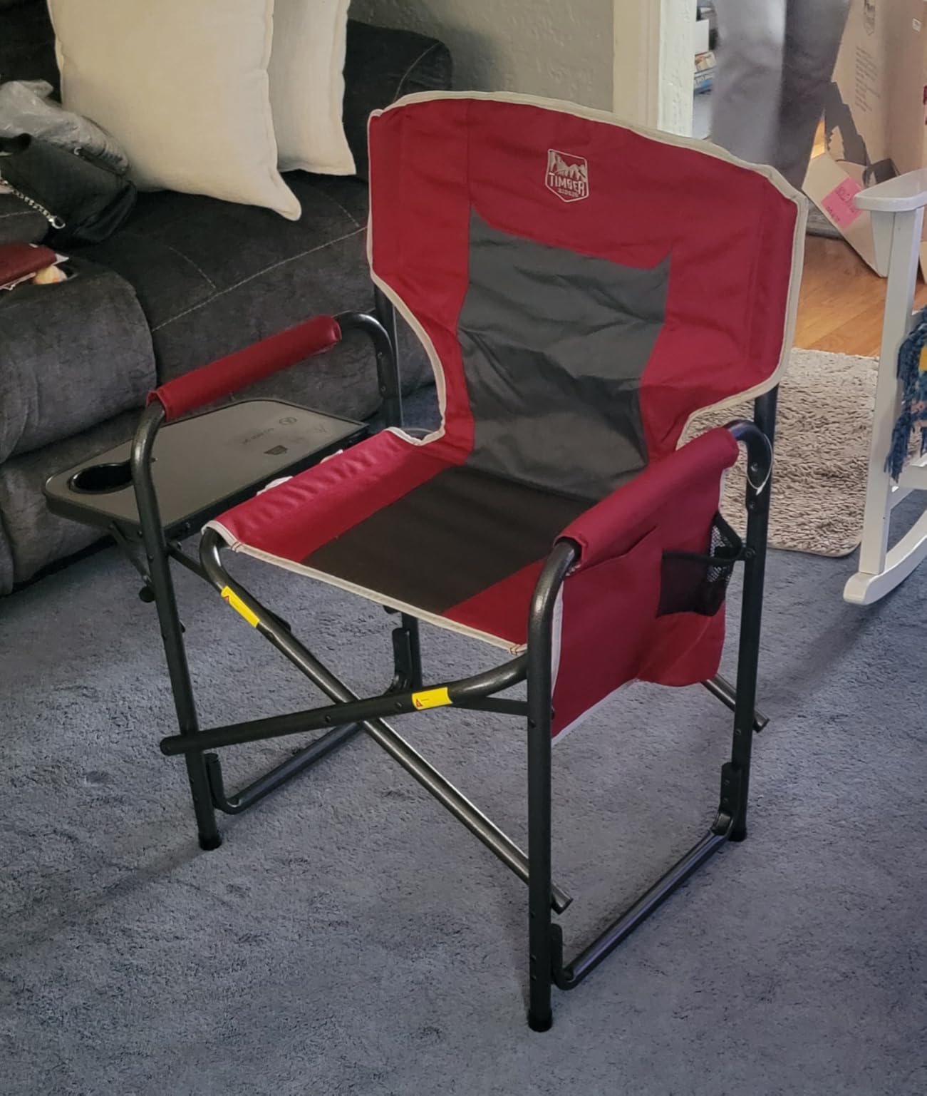 TIMBER RIDGE Aluminum Oversized Camping Chair, Lightweight Directors Chair with Side Table Detachable Side Pocket for Outdoor Camping, Lawn, Picnic, Support 400lbs Black customer photo 1