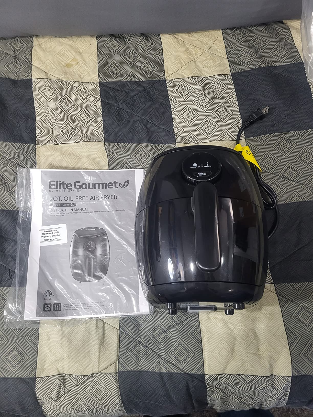 Elite Gourmet EAF2612D Personal Programmable Air Fryer, 1000W, 2.1Qt, Black | Compact Space-Saving Design, Oil-Less Healthy Cooker, Timer & Temperature Controls customer photo 1