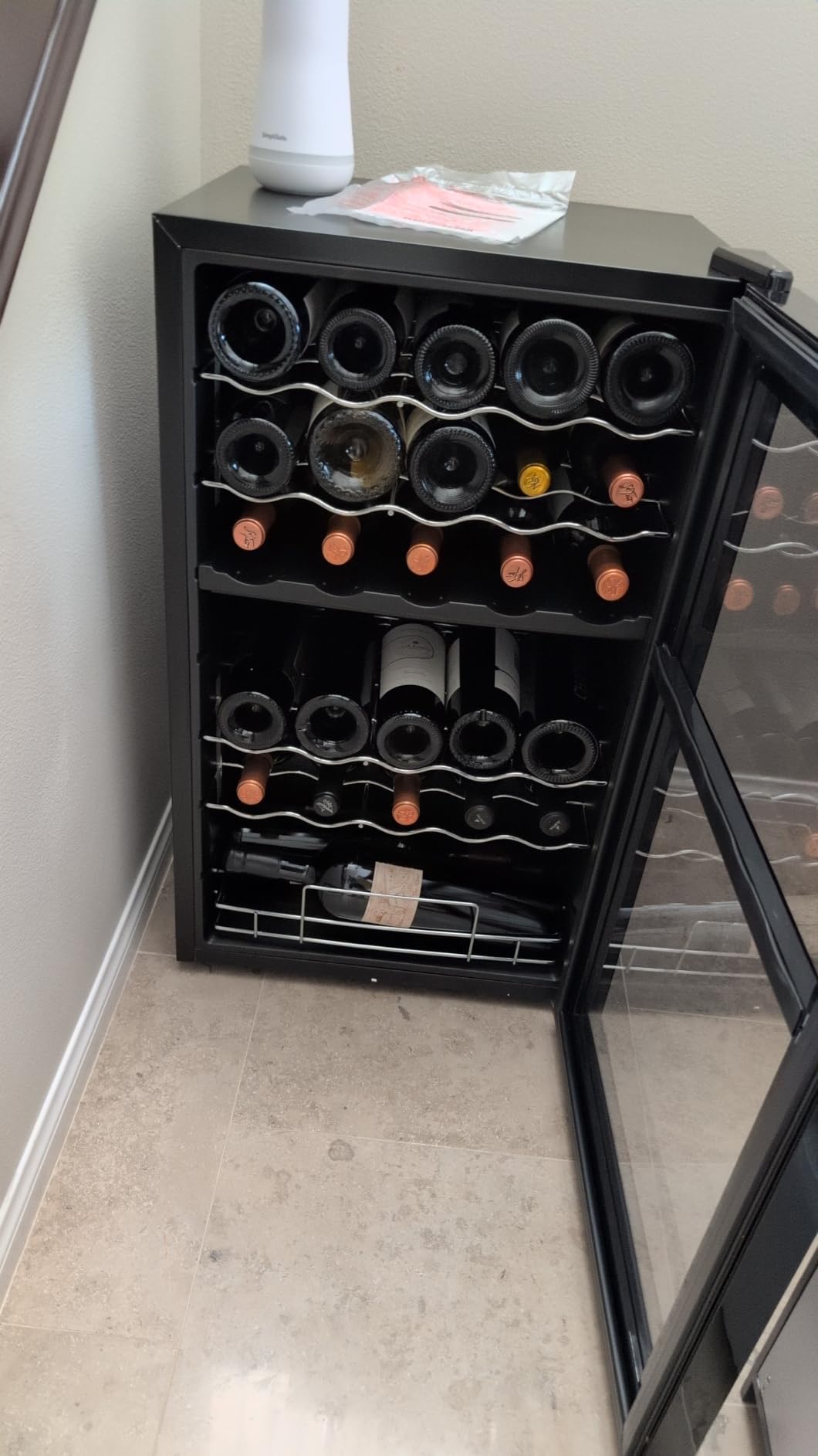 Wine Enthusiast 32-Bottle Dual Zone MAX Compressor Wine Cooler - Freestanding Mini Fridge with Digital Touchscreen, LED Display, Split Storage for Red & White Wines, Matte Black Refrigerator Home Bar customer photo 1
