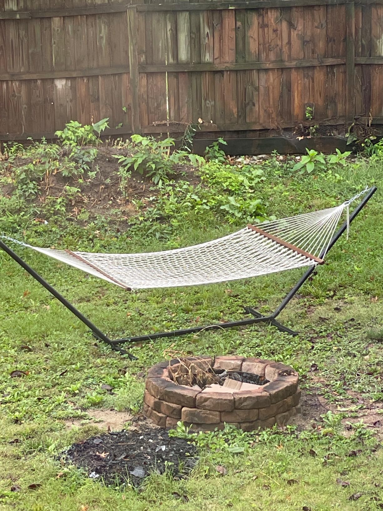 Double Rope Hammock with Stand Included, 12ft Heavy Duty Stand, 2 Person Traditional Cotton Rope Hammocks with Pillow for Outside Porch Patio Backyard Outdoor, Max 475lbs Capacity (Burlywood) customer photo 1