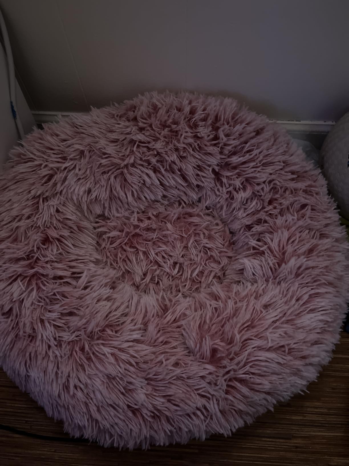 WNPETHOME Small Round Calming Dog Bed Cat Bed for Comfy Sleep | Dog Bed For Small Dog, Cute Washable Puppy Bed with Fuzzy Plush, Fur Anxiety Pet Bed Donut Cuddler (20x20x8in, Light Grey) customer photo 1