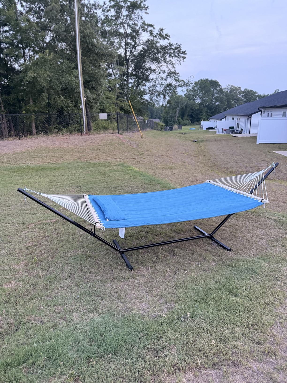 ANOW Outdoor Hammock Heavy Duty Hammock with 12 Feet Steel Stand, Cream | Two Person Hammock with Stand and Balance Ropes, 450 LBS Weight Capacity, for Indoor, Outdoor, Patio, Garden, Backyard customer photo 2