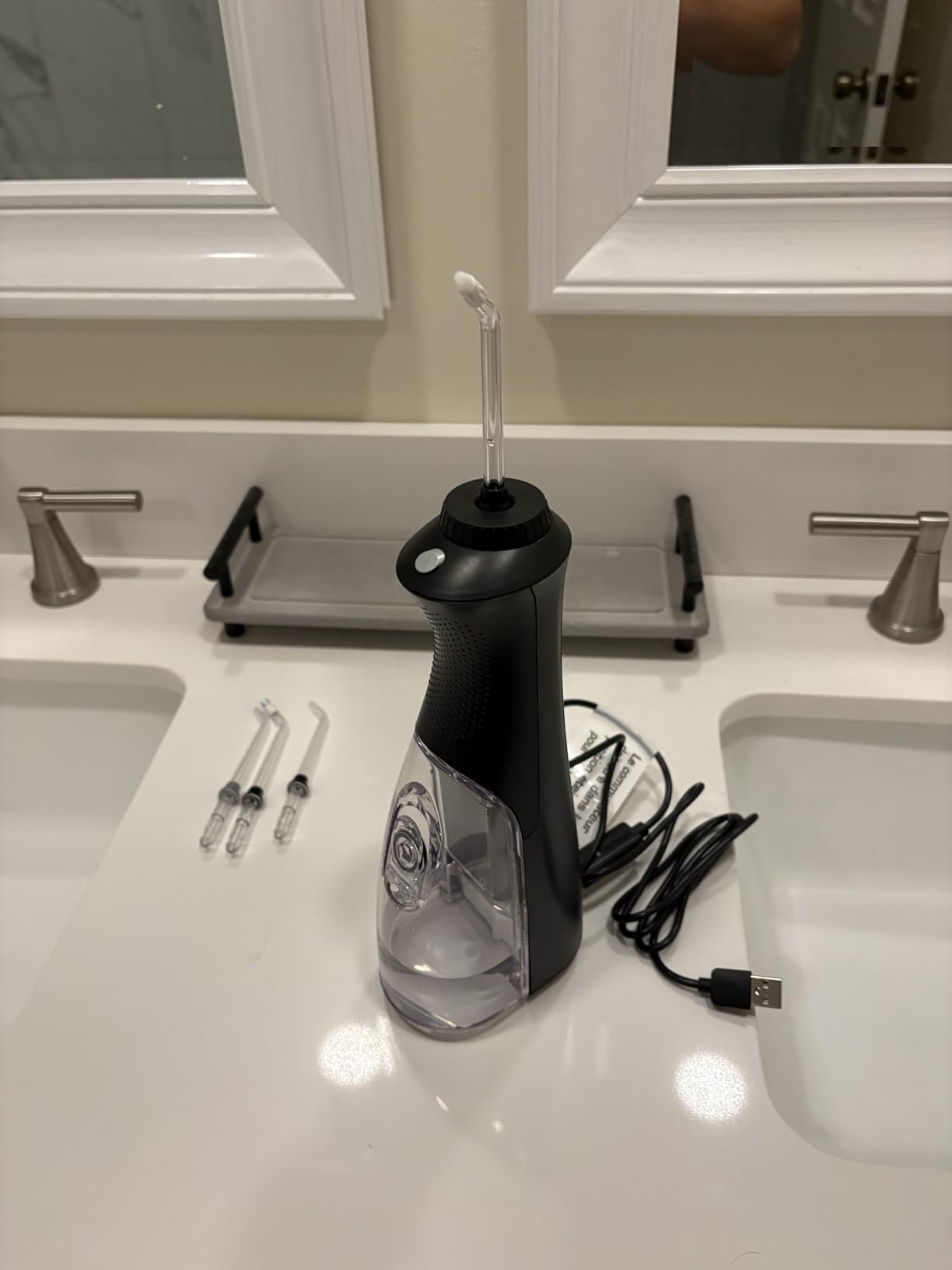 Waterpik Cordless Pearl Rechargeable Portable Water Flosser for Teeth, Gums, Braces Care and Travel, Extra Quiet, 4 Flossing Tips - ADA Accepted, WF-13 White customer photo 2