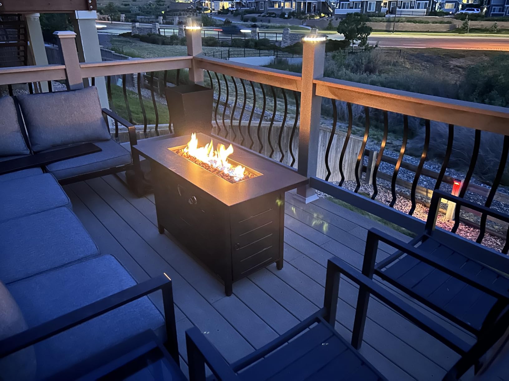 Ciays 28 Inch Propane Fire Pit CSA-Listed Outdoor Fire Pit Table, 50,000 BTU Steel Gas Fire Pits with Lid and Lava Rock, Add Warmth and Ambience to Parties On Patio Deck Garden,Black,CIFPT3-N1 customer photo 2