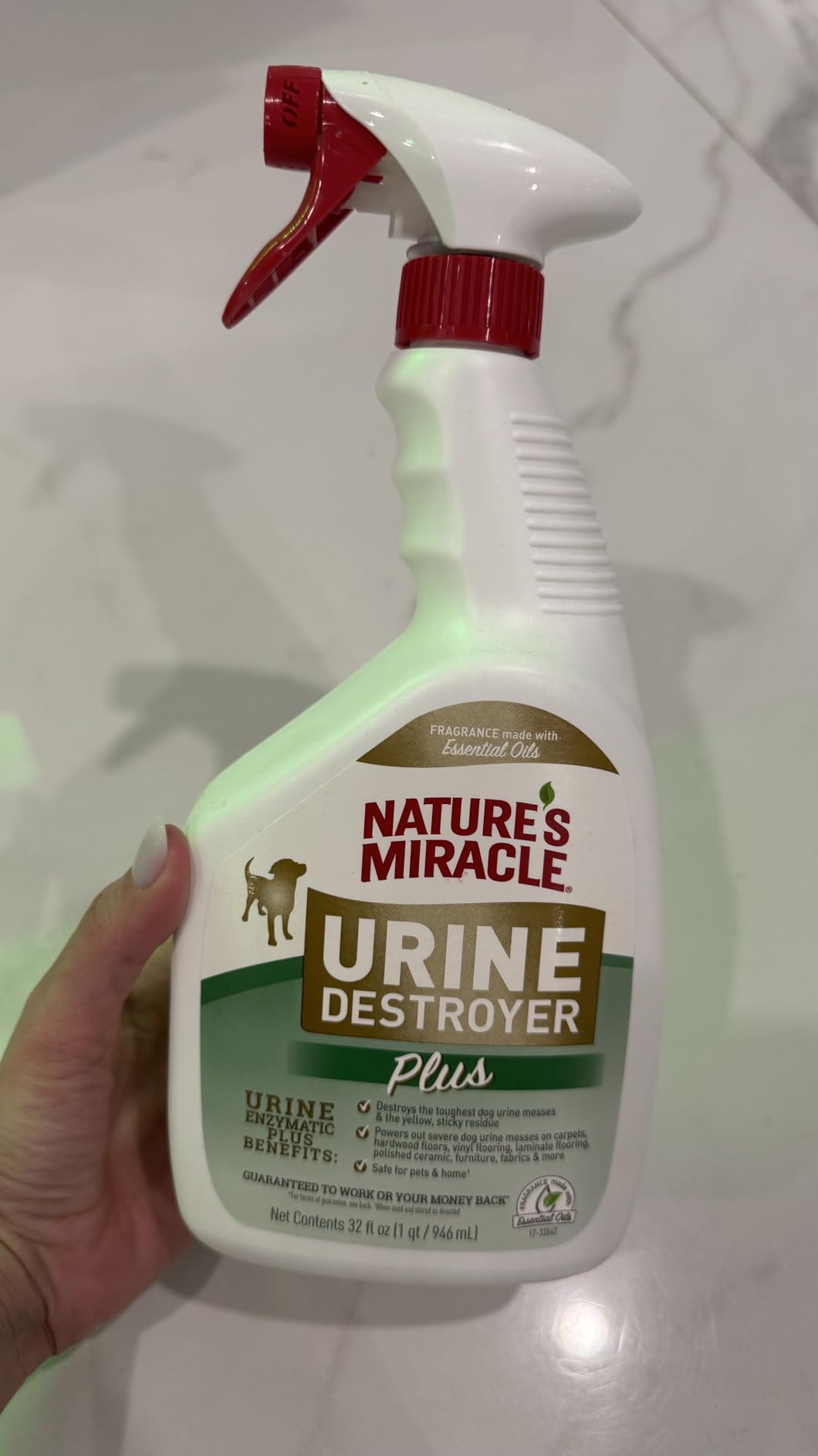 Nature's Miracle Urine Destroyer Plus for Dogs, Enzymatic Formula for Severe Dog Urine Stains, 32 oz customer photo 2