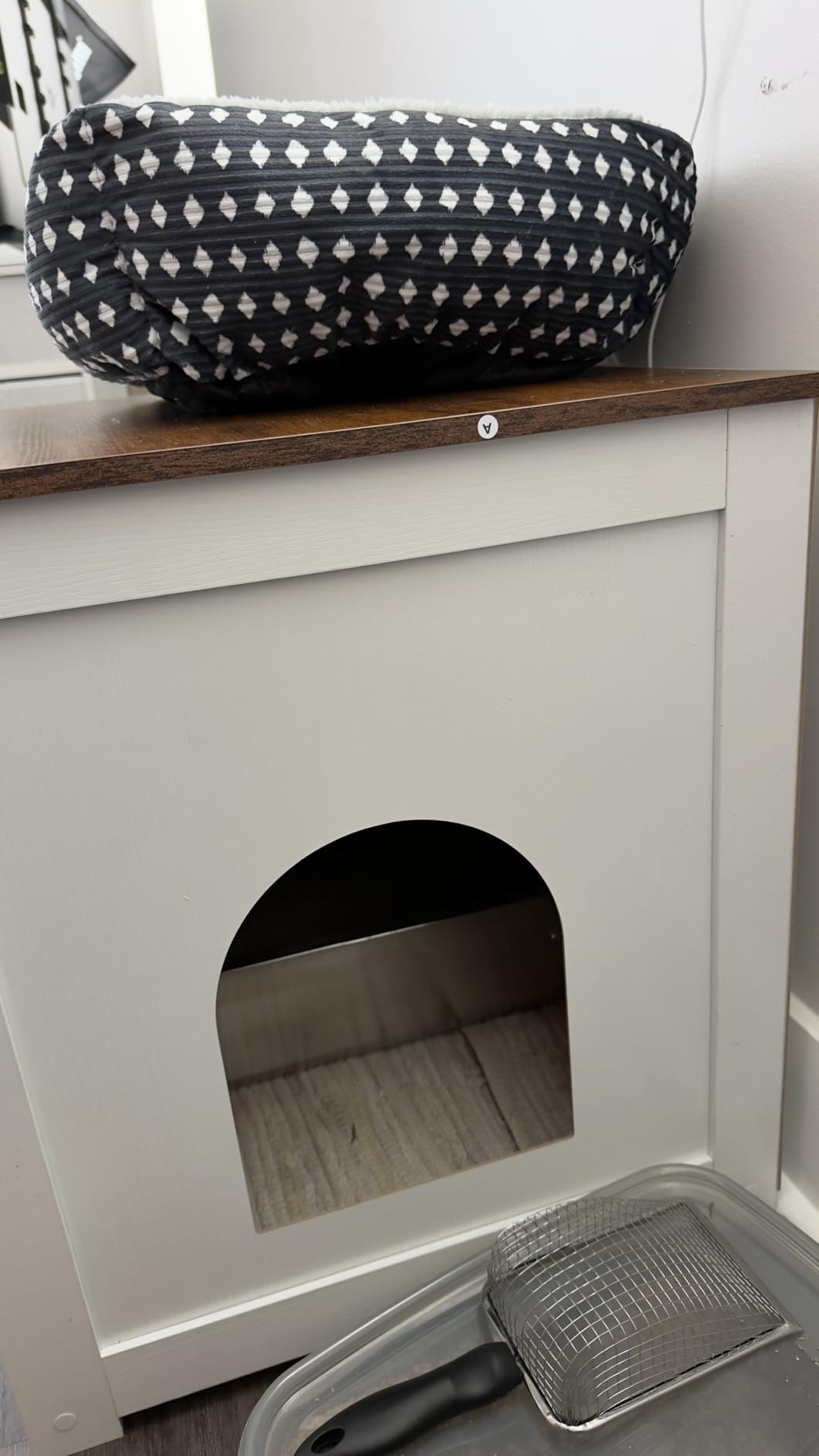 Dwanton Cat Litter Box Furniture Hidden, Cat Litter Box Enclosure, Reversible Entrance Can Be on Left or Right Side, Indoor Cabinet, Wooden Washroom, End Table, Nightstand, Greige, 23.6