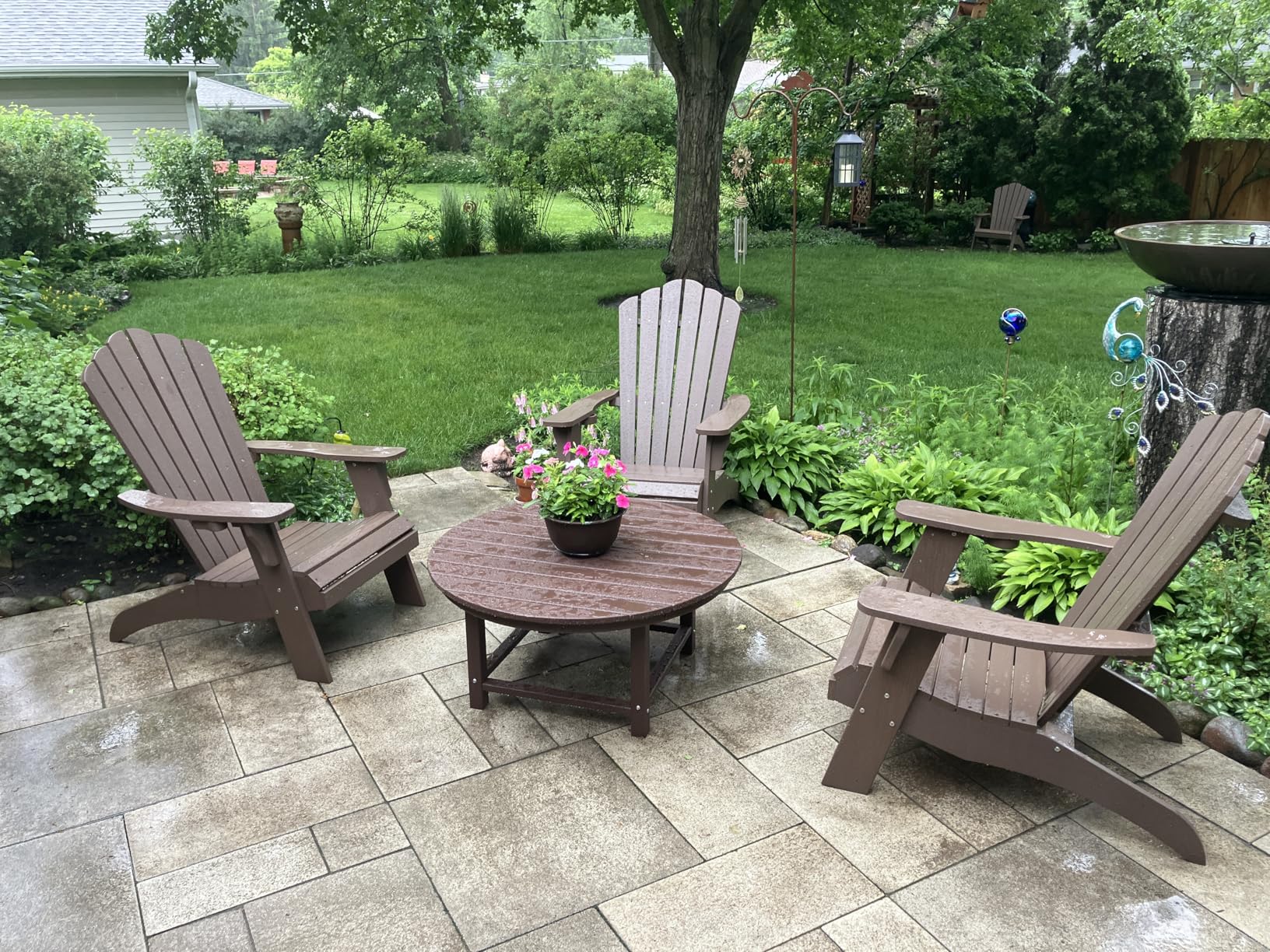 Psilvam Modern Adirondack Chairs, Oversized Poly Lumber Outdoor Fire Pit Chairs, 350 lb Weight Capacity, Suitable for Garden and Patio (1, Dark Brown) customer photo 1