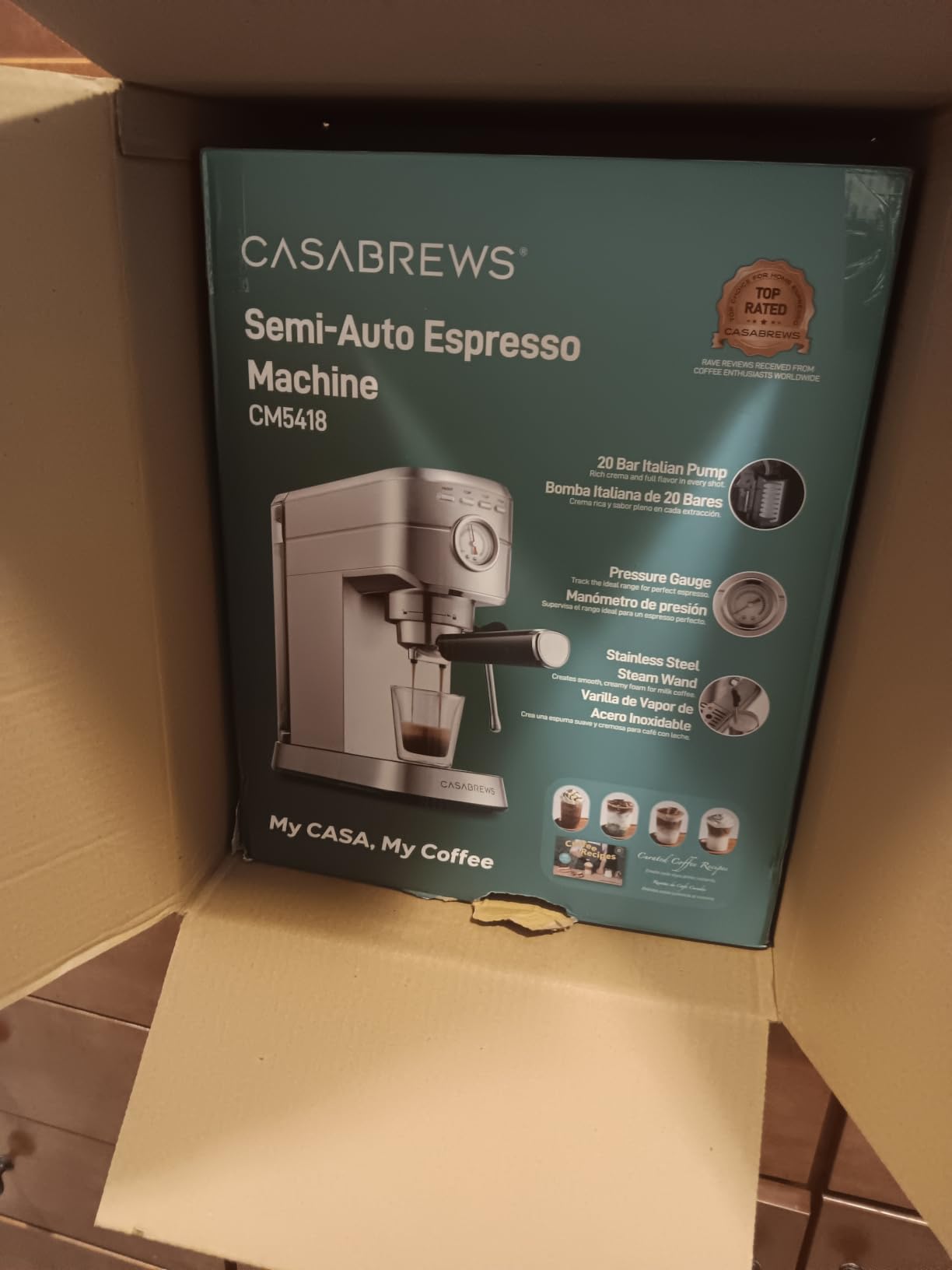 CASABREWS CM5418 Compact Espresso Machine with Milk Frothing Steam Wand customer photo 1