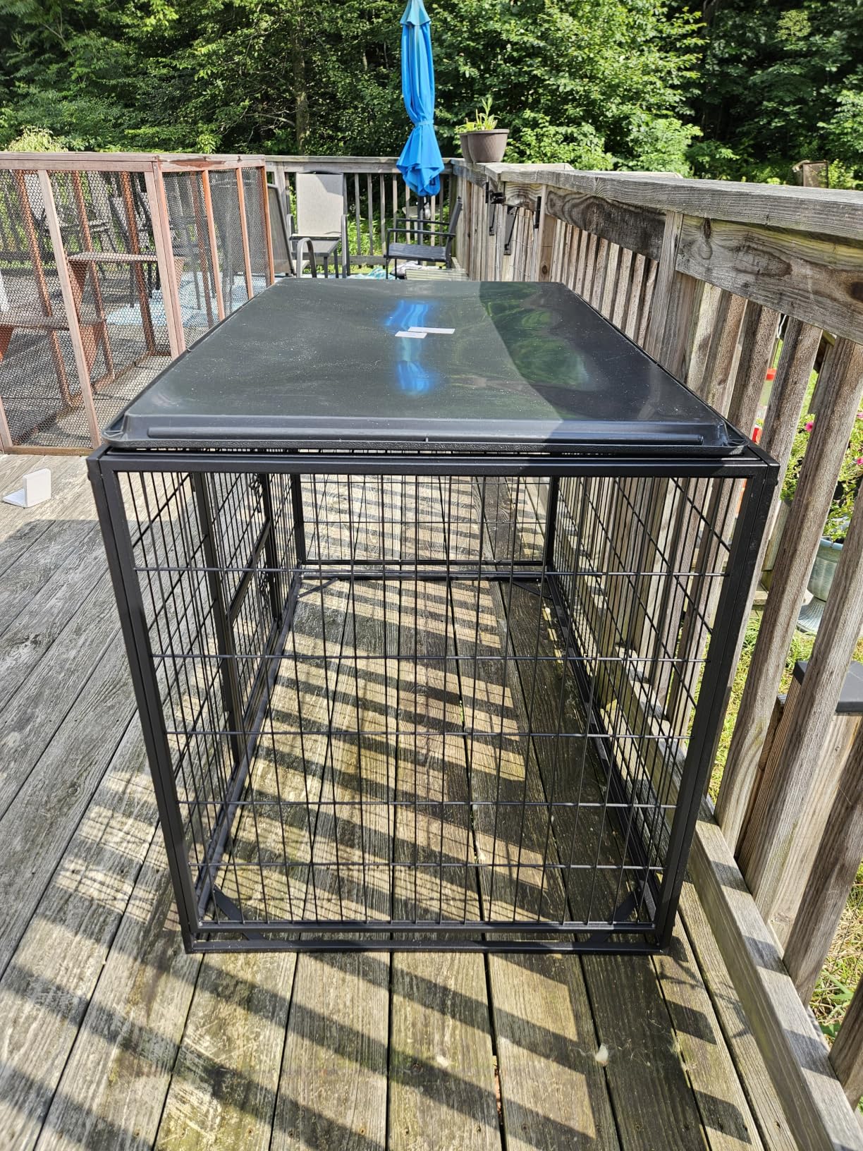 Feandrea 42.1 Inch Heavy Duty Dog Crate, Metal Escape Proof Kennel with Double Doors and Convenient Feeding Door, Removable Tray, Easy to Clean, XL Pet Crate for Large and Medium Dogs, Black customer photo 1