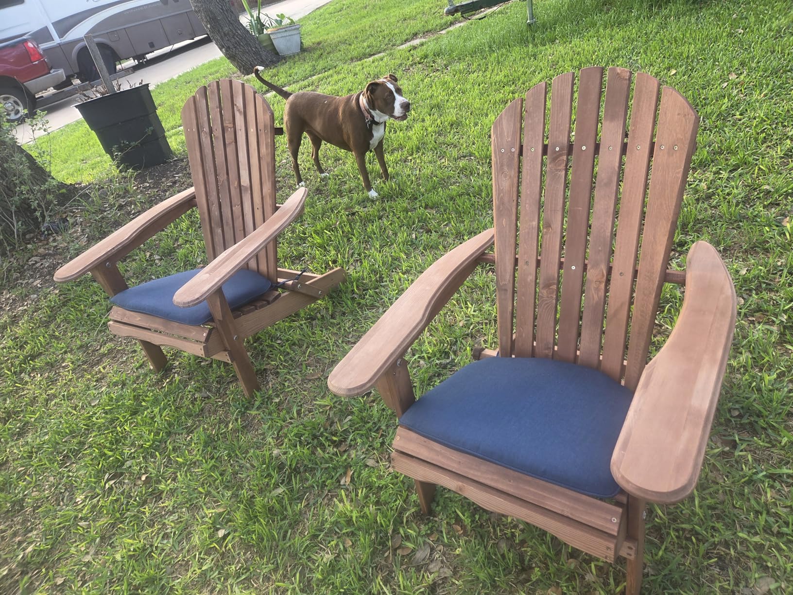 Outdoor Wooden Folding Adirondack Chair Set of 2 with Pre-Assembled BackRest, Wood Patio Chair for Garden Backyard Porch Pool Deck Firepit customer photo 1