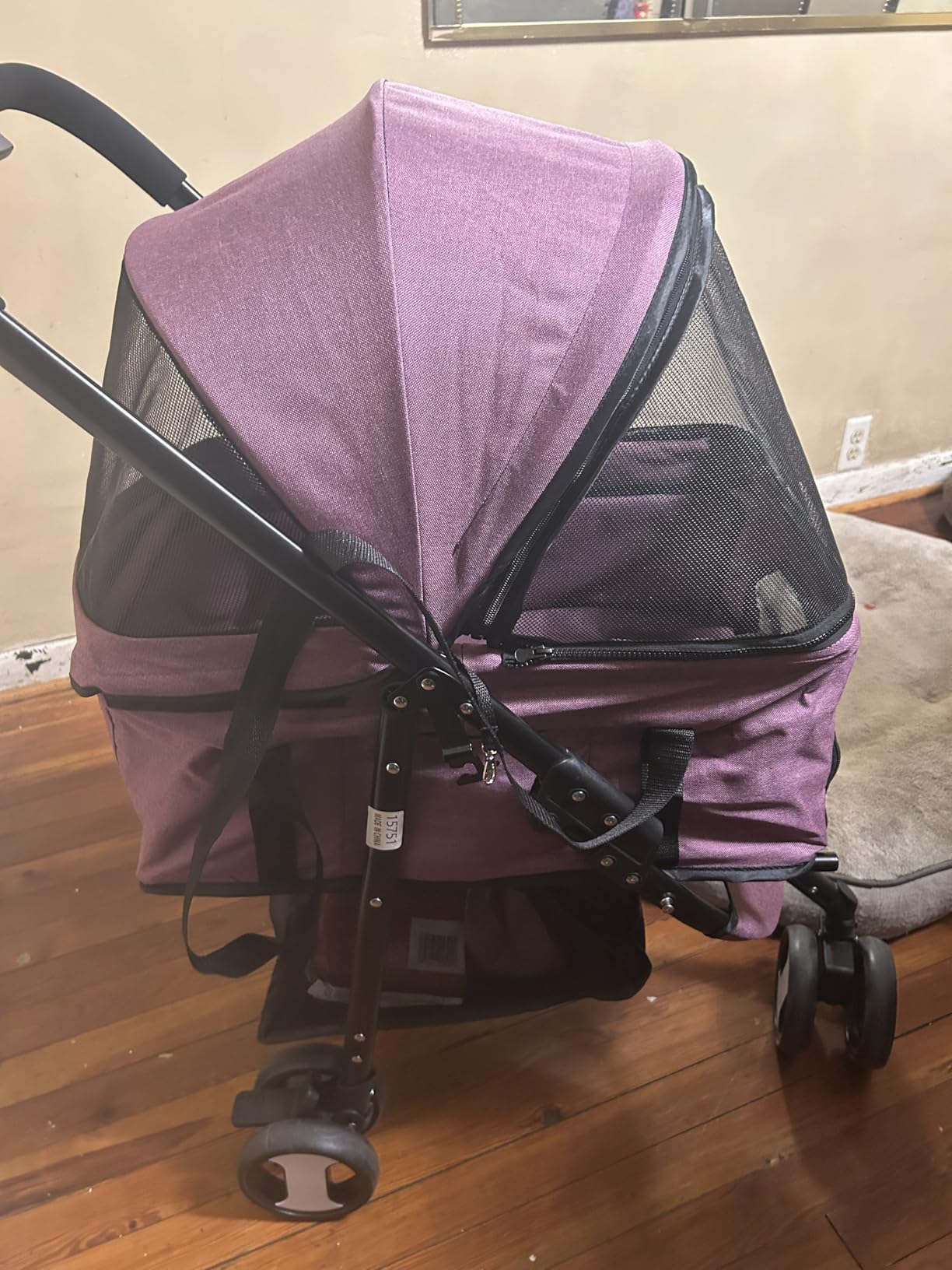 BestPet | 4-Wheel Foldable Pet Stroller | Grey | Lightweight & Portable | Detachable Travel Carrier with Mesh Windows, Storage Basket, Safety Brakes, and Waterproof Fabric | For Small Dogs and Cats customer photo 1