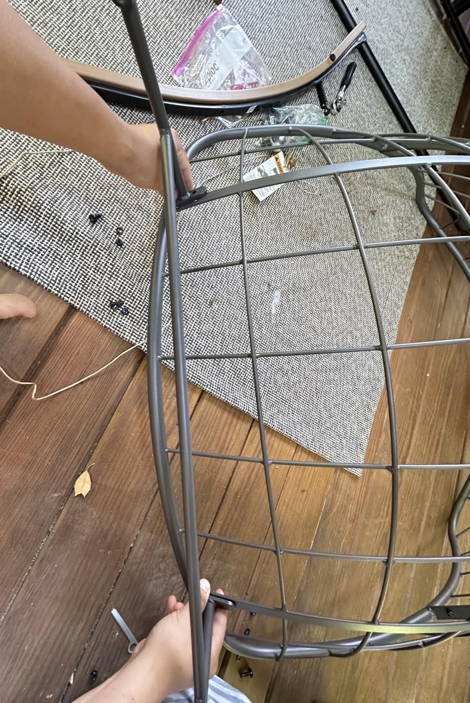 Grand Patio Outdoor Papasan Rocking Chair with Thick Cushion, Grey, Oversized Modern Cozy Lounge Rocker Steel Frame for Balcony Porch Patio customer photo 2