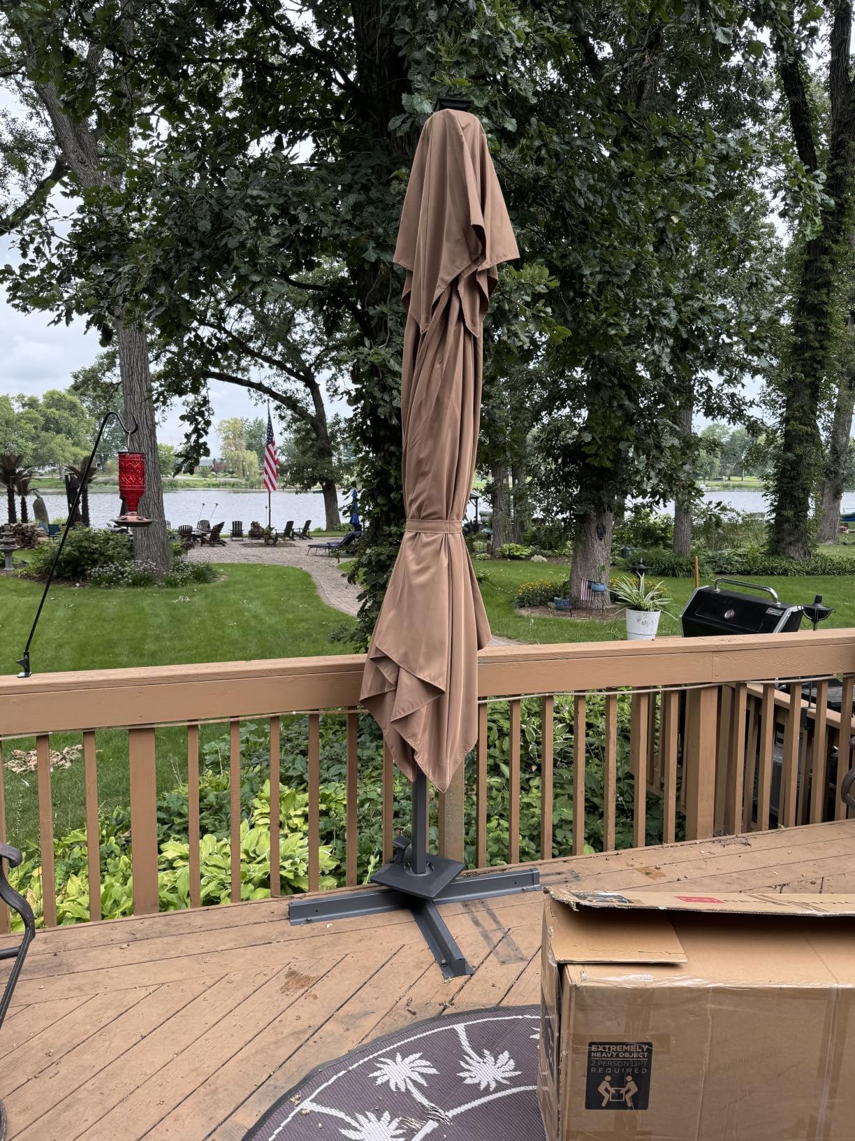 Best Choice Products 10x10ft Cantilever Patio Umbrella w/Base Included, Solar LED Lights 360 Rotation Large Offset Hanging Outdoor Shade for Deck Pool Backyard w/Stand - Tan customer photo 2