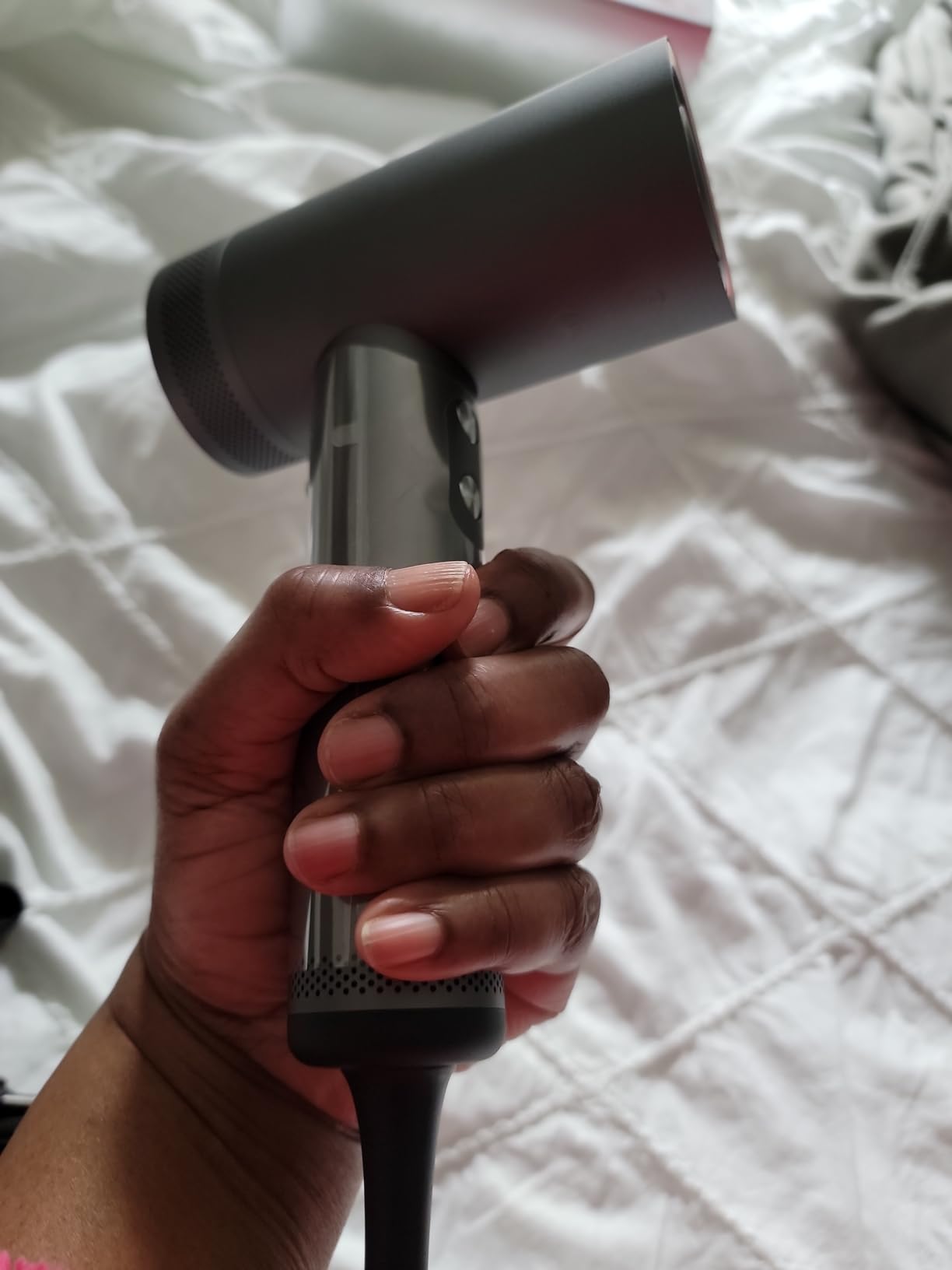 TYMO Blow Dryer with Comb - 1500W Professional High Speed Blow Dryer with Diffuser, 110,000RPM Fast Dry, 200 Million Ionic Diffuser Hairdryer, 4 Temps & 3 Speeds, 8 Ft Cord for Salon, Metal Gray customer photo 1