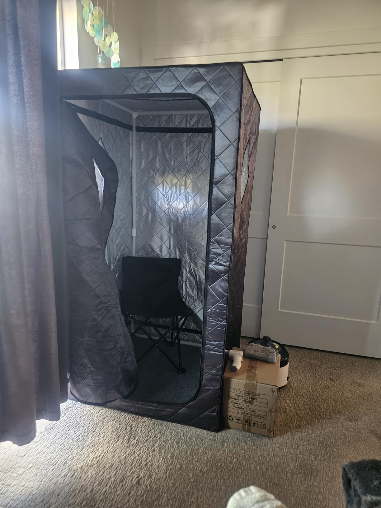 Full Size Home Sauna, Portable Steam Sauna for Home Spa, One Person Foldable Lightweight, Full Body Sauna Tent for Relaxation, 1500W & 4L Steamer Generator, Remote Control, Foldable Chair customer photo 2