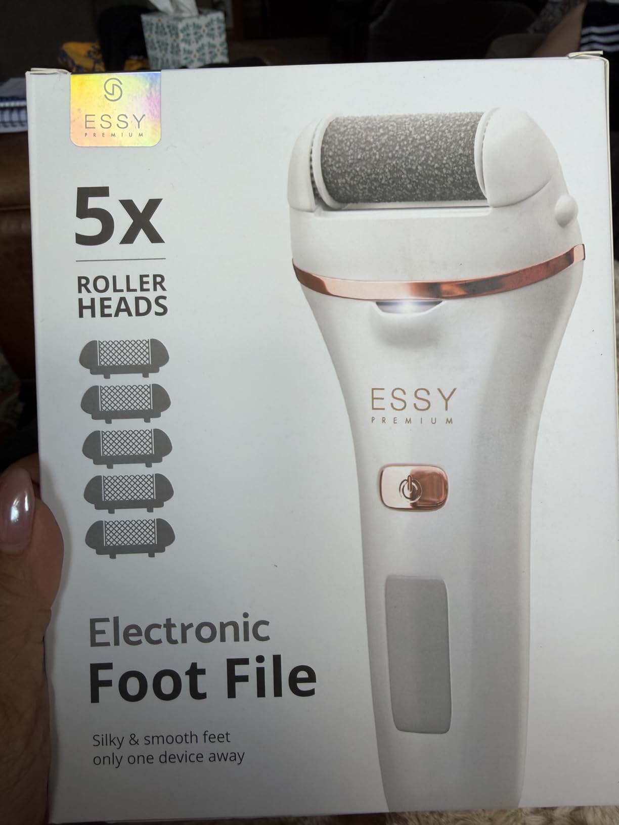 Essy Electric Foot File Hard Skin Remover with 5 Replacement Rollers Foot File Electric Pedicure Sets Cutters Accessories for Dry Dead Hard Skin Feet Callus Remover for Feet Care Exfoliator customer photo 1