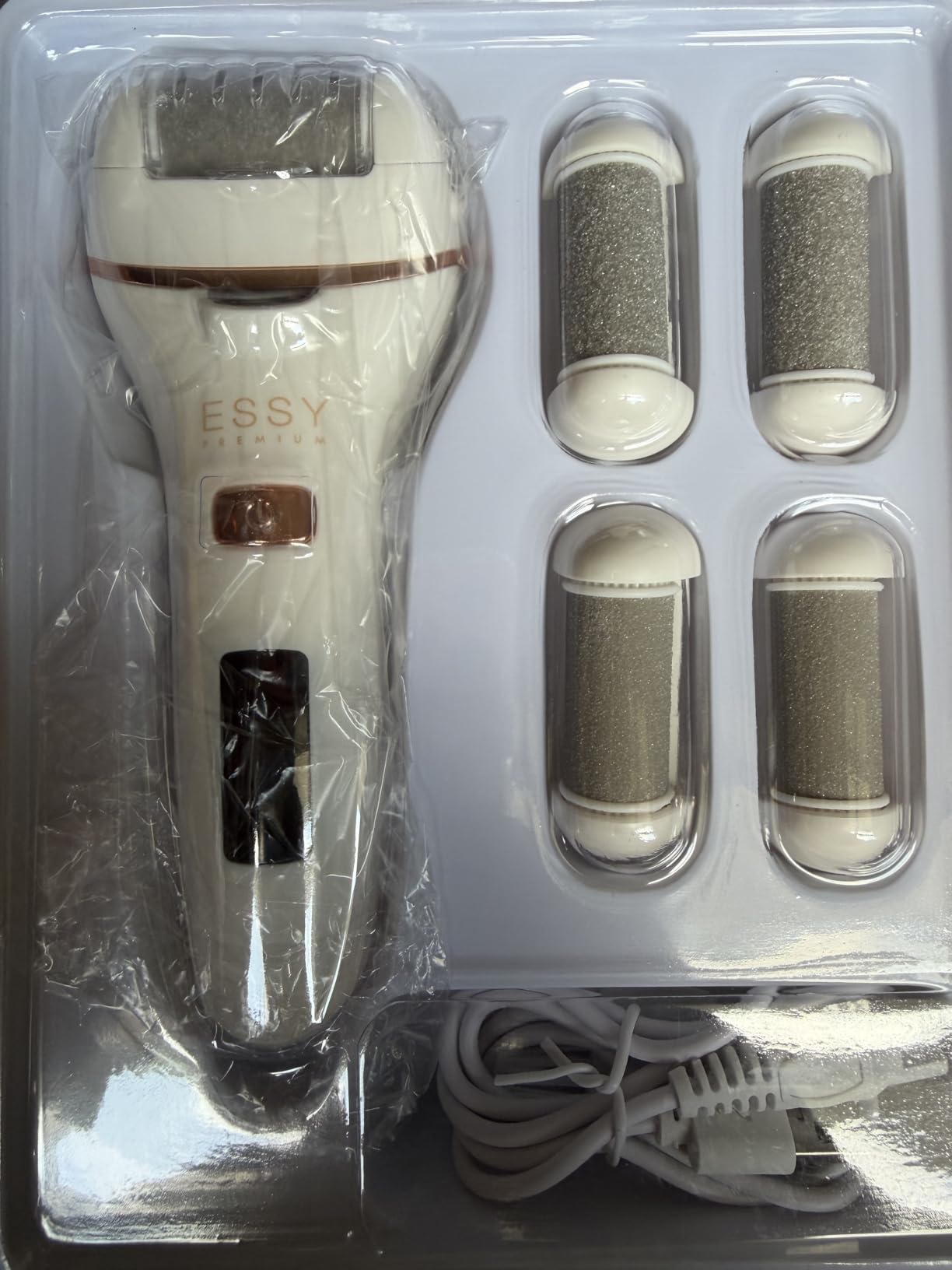 Essy Electric Foot File Hard Skin Remover with 5 Replacement Rollers Foot File Electric Pedicure Sets Cutters Accessories for Dry Dead Hard Skin Feet Callus Remover for Feet Care Exfoliator customer photo 2