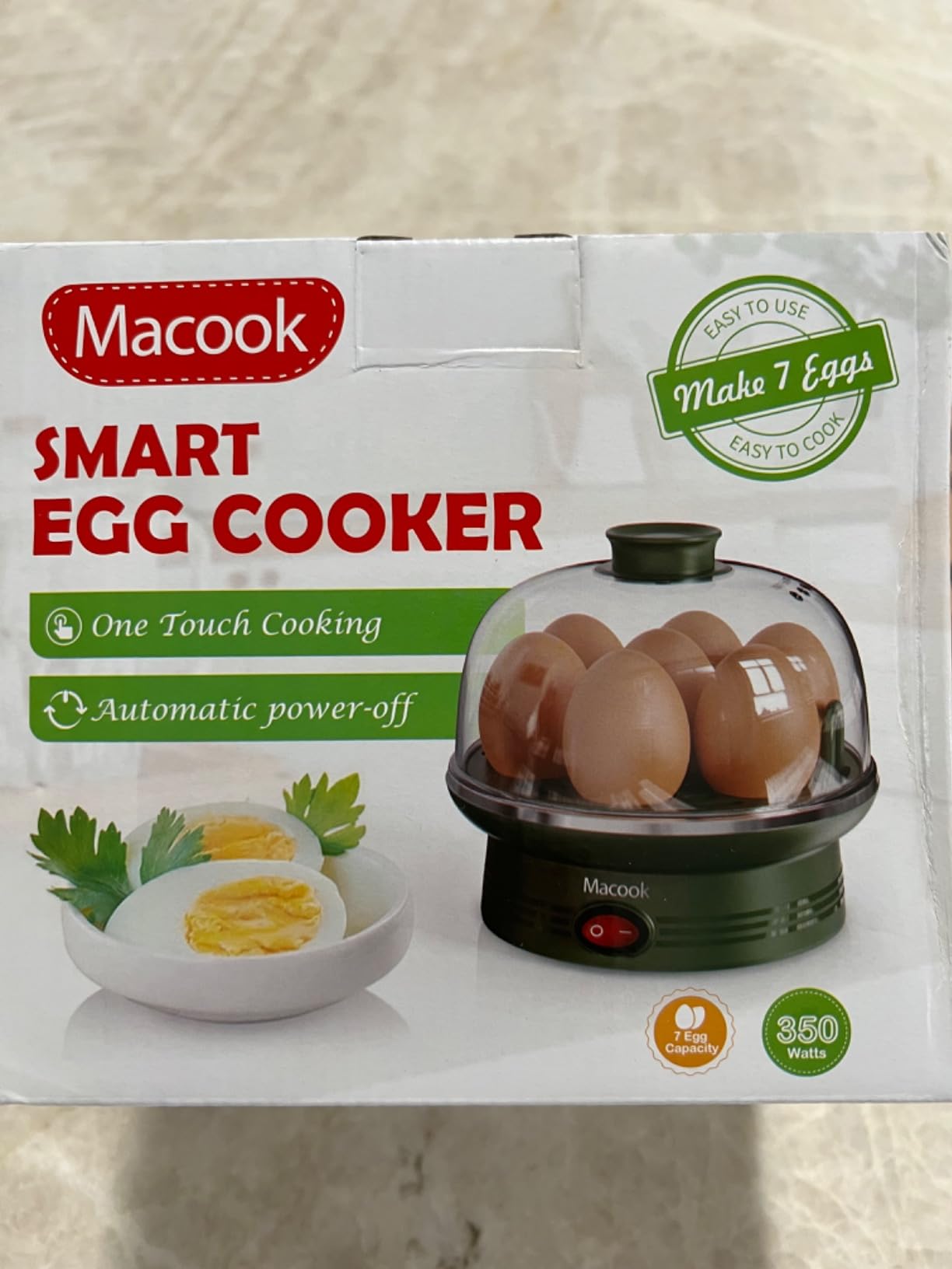 Macook Easter Rapid Egg Cooker with Touchscreen - 7-Egg Capacity, Soft/Medium/Hard-Boiled, Auto Shut-Off, BPA-Free & Dishwasher-Safe Parts, Measuring Cup Included (Yellow) customer photo 1