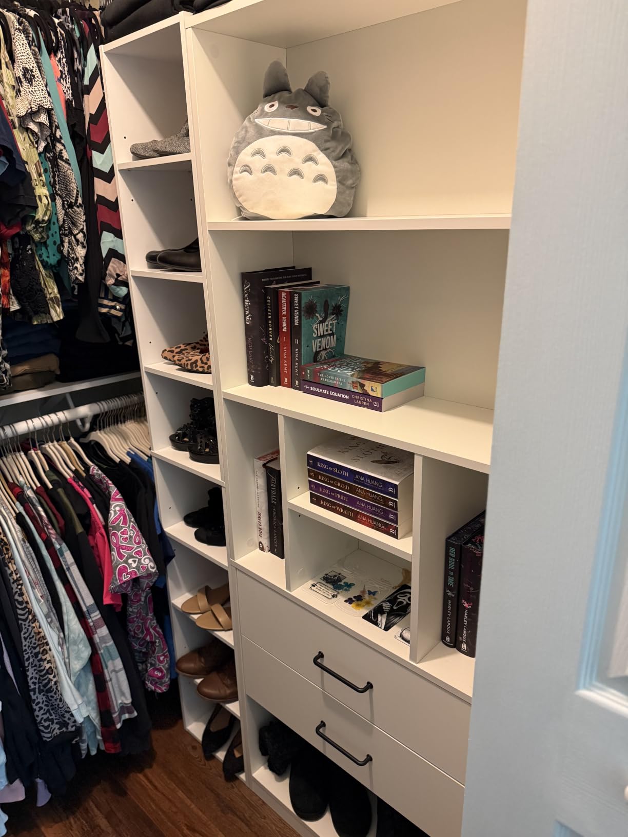FOTOSOK 8-Tier Media Tower Rack, 11.6 X 9.3 X 70.9 Inches CD DVD Slim Storage Cabinet with Adjustable Shelves, Tall Narrow Bookcase Display Bookshelf for Home Office, Black customer photo 1