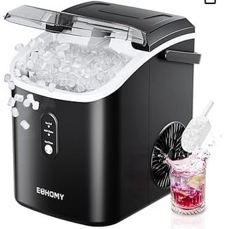 EUHOMY Nugget Ice Maker Countertop with Handle, Ready in 6 Mins, 34lbs Per Day, Removable Top Cover, Auto-Cleaning, Portable Sonic Ice Maker customer photo 2