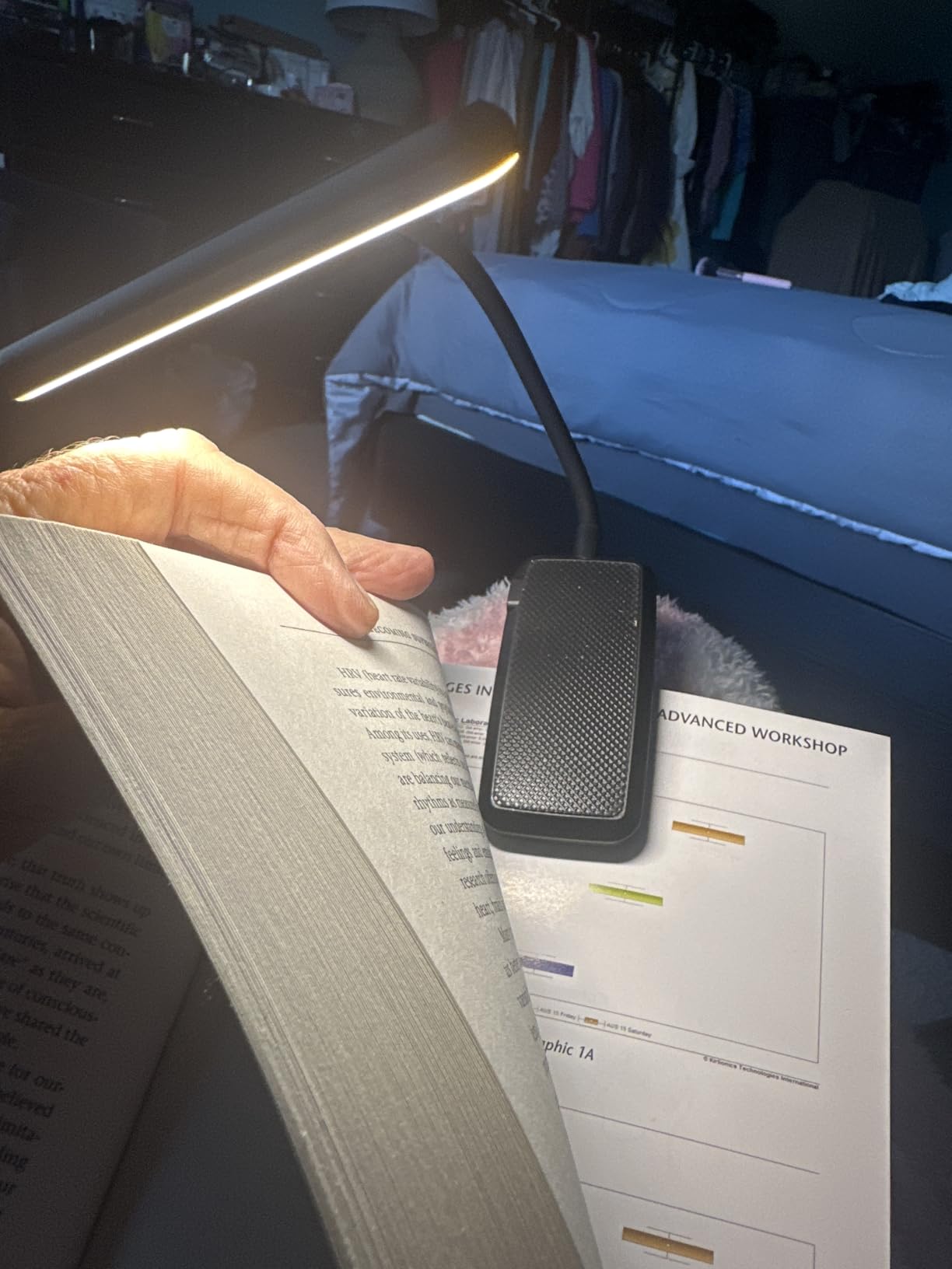 Gritin 19 LED Rechargeable Book Light for Reading in Bed with Memory Function - Eye Caring 3 Color Temperatures, Stepless Dimming Brightness, 90 Hrs Runtime Lightweight Clip on Light for Book Lovers customer photo 1