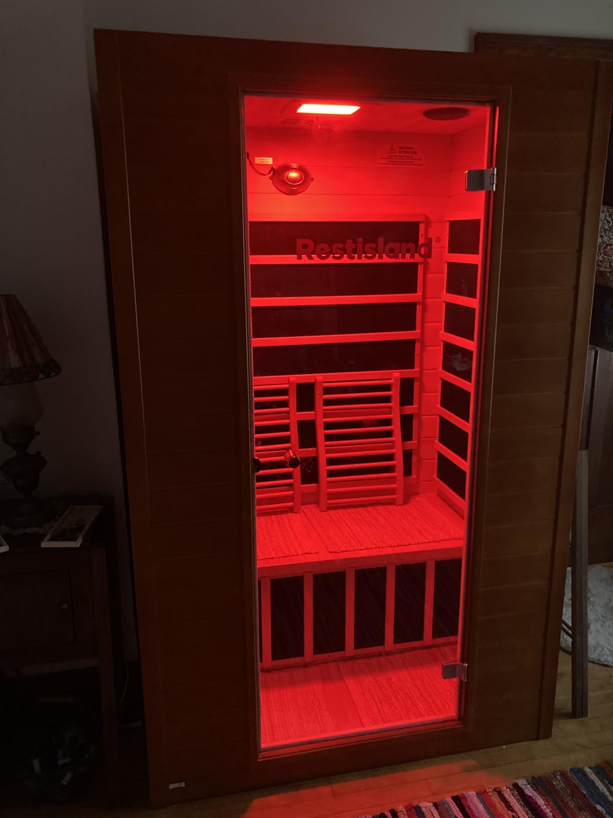 Infrared Sauna Room for Home, Near Zero EMF Wooden 2 Person Indoor Infrared Sauna with Bluetooth, LCD Control Panel, Chromo Therapy Light customer photo 2