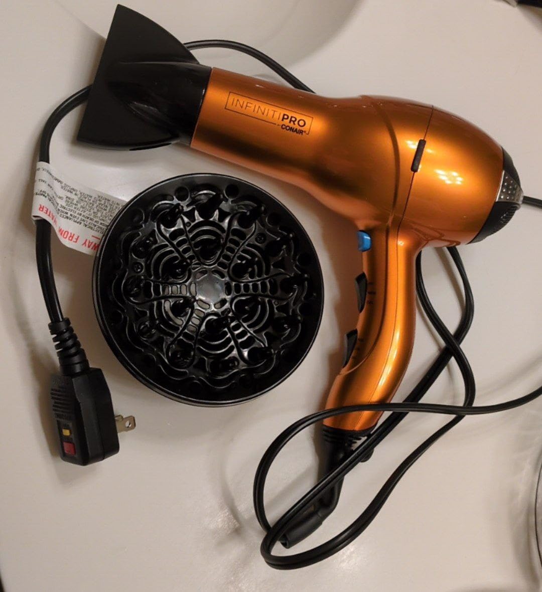 Conair Infiniti PRO Hair Dryer with Diffuser, Concentrator & Blowout Brush | 1875W blow dryer for everyday styling with tourmaline ceramic technology, various heat/speed settings, and a Cold Shot button customer photo 2