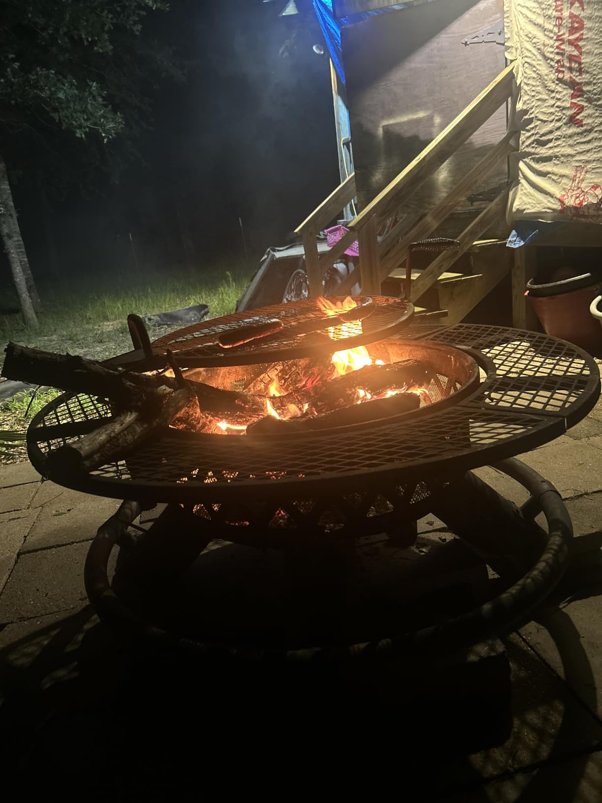 OutVue 36 Inch Fire Pit with 2 Grills, Wood Burning Fire Pits for Outside with Lid, Poker and Round Waterproof Cover, BBQ & Outdoor Firepit & Round Metal Table 3 in 1 customer photo 1