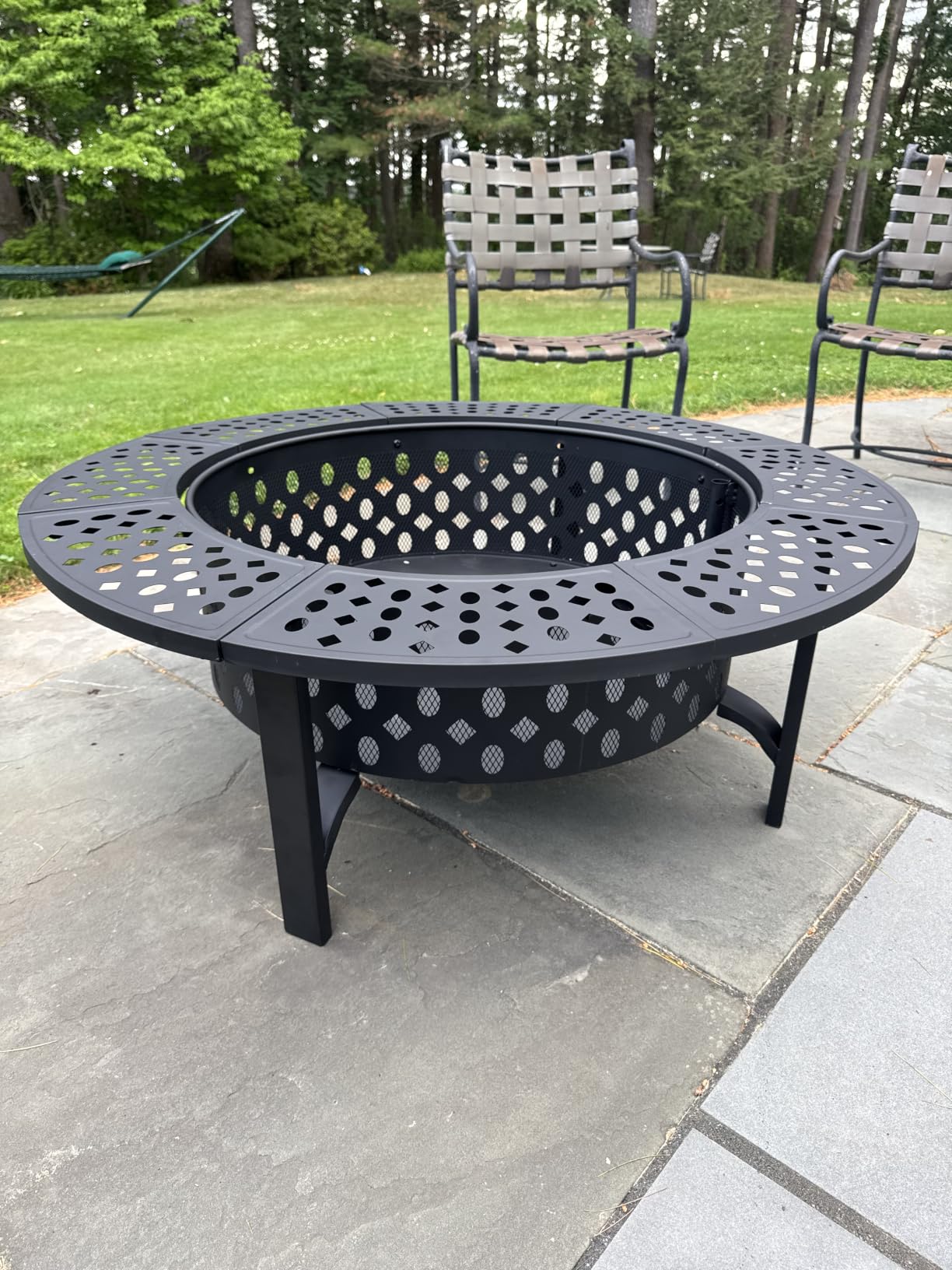 OutVue 36 Inch Fire Pit with 2 Grills, Wood Burning Fire Pits for Outside with Lid, Poker and Round Waterproof Cover, BBQ & Outdoor Firepit & Round Metal Table 3 in 1 customer photo 2
