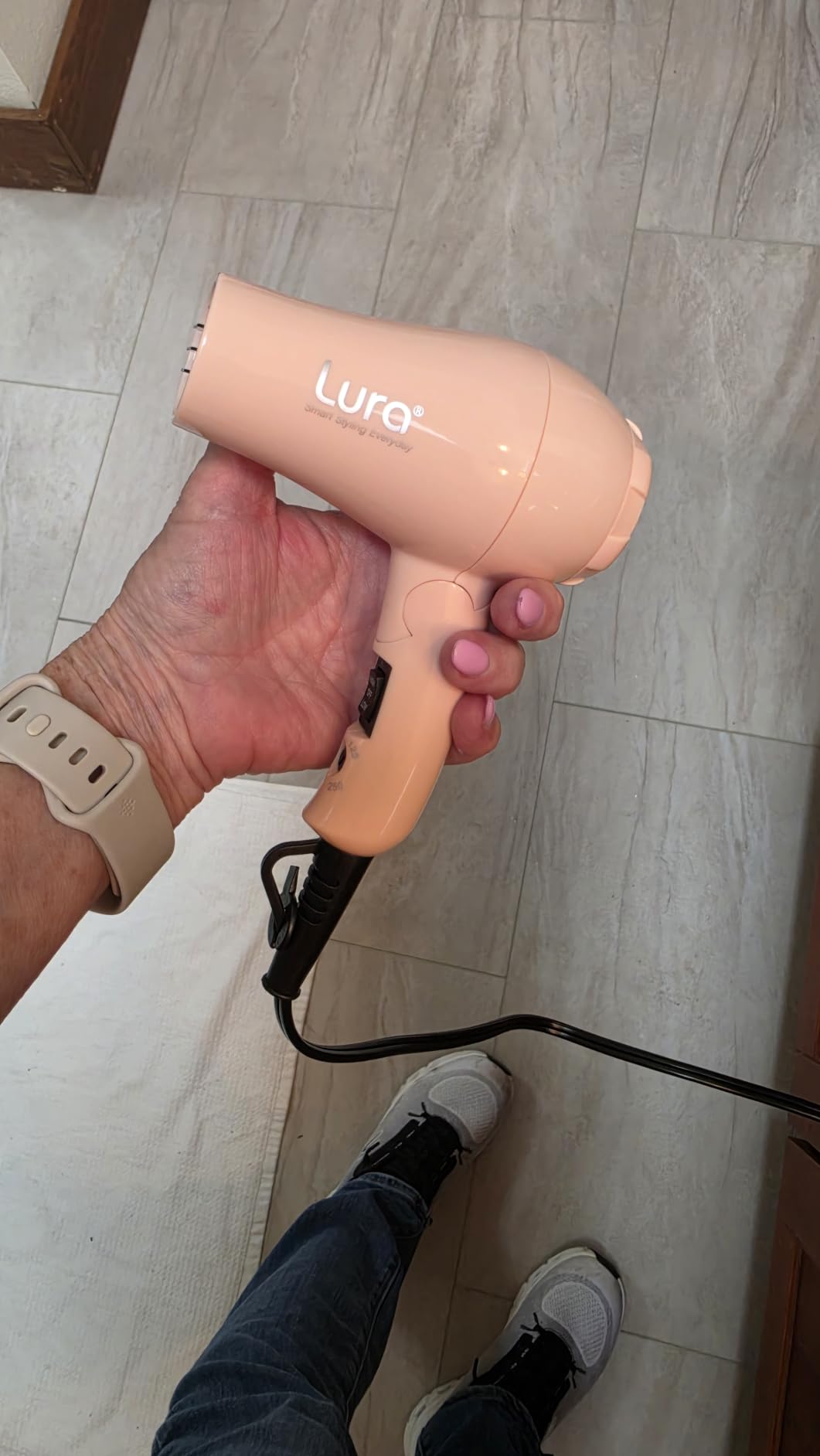 Foldable Travel Hair Dreyr Mini: Dual Voltage Small Lightweight Blow Dryer for International Travel, 1200W Compact Hairdryer with Concentrator and Travel Bag (Light Pink) customer photo 2