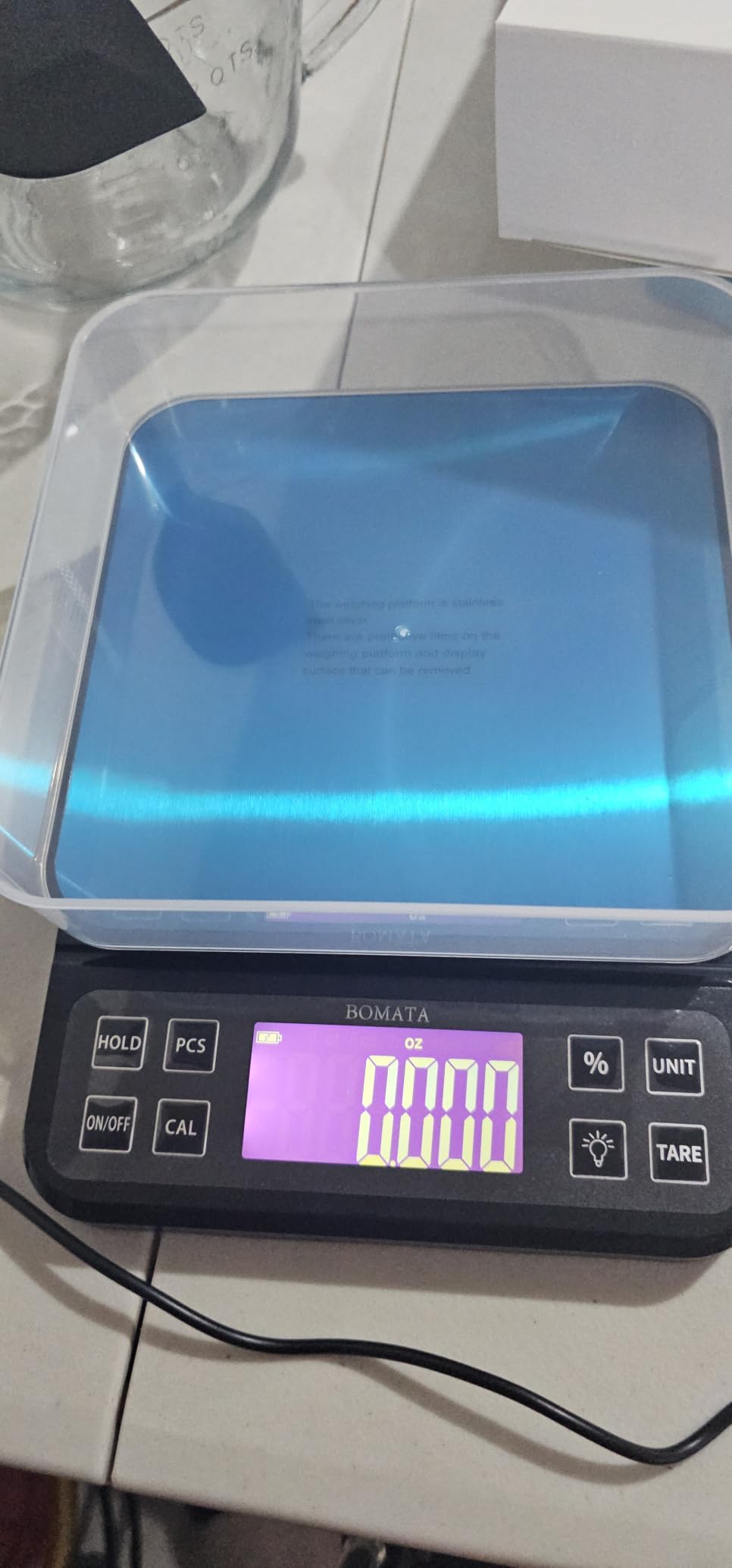 BOMATA Large Kitchen Scale 0.1g/0.001oz High Precision, 11lb Bakery Scale | % Percentage Function, USB Rechargeable, Full-View Angle LCD with Backlight, Stainless Steel Pan customer photo 1