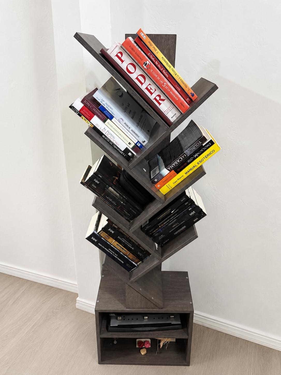 SUNMORY 6 Tier Tree Bookshelf, Small Bookcase with Storage Cabinet, Modern Tall Narrow Bookshelves Organizer, Floor Standing Book Shelf for Bedroom/Living Room/Home Office/Corner, Rustic Brown customer photo 2